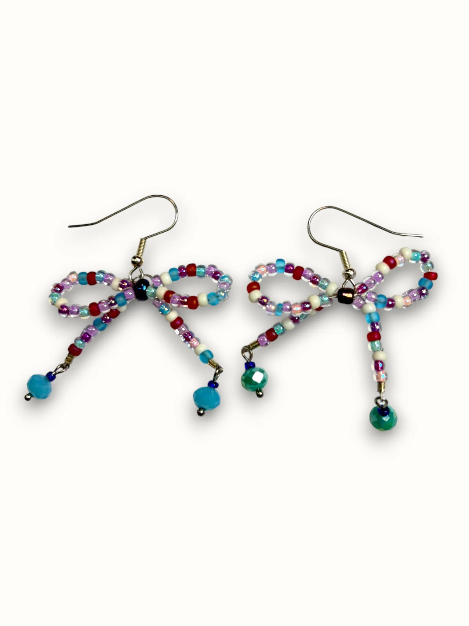 Blue, Pink and White Bow Earrings ⋆౨ৎ°⟡˖ ࣪