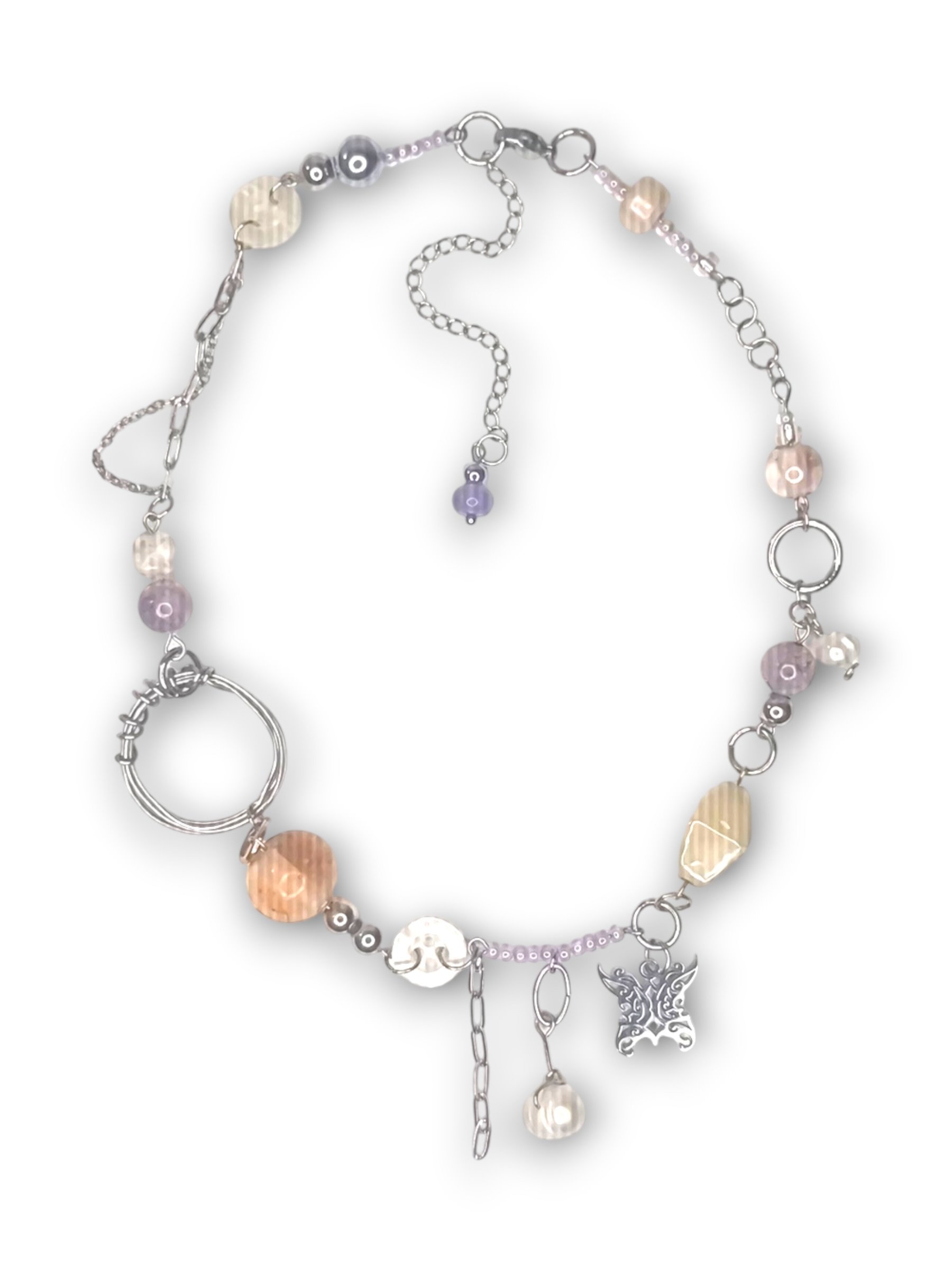Twilight Purple Circle Choker in Silver