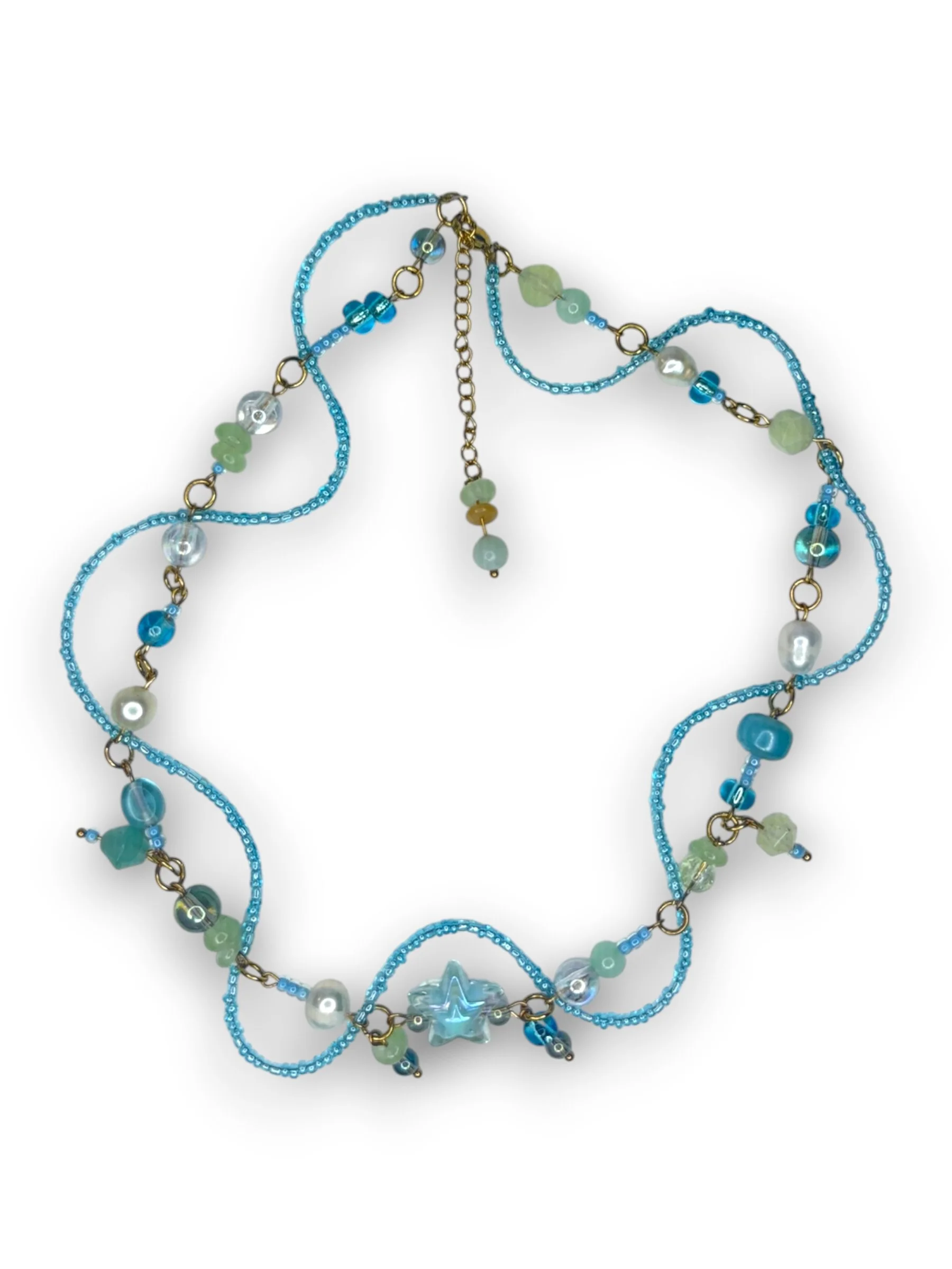 Seafoam Blue Swirl Choker in Gold