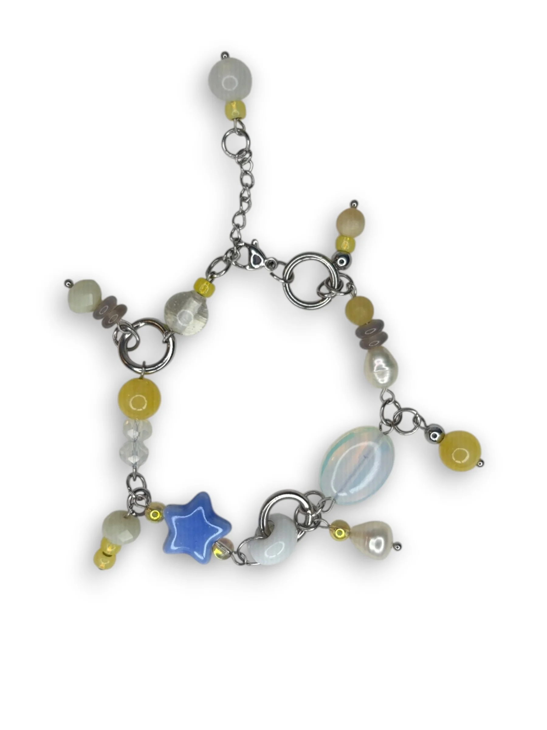 Daylight Yellow Star Charm Bracelet in Silver