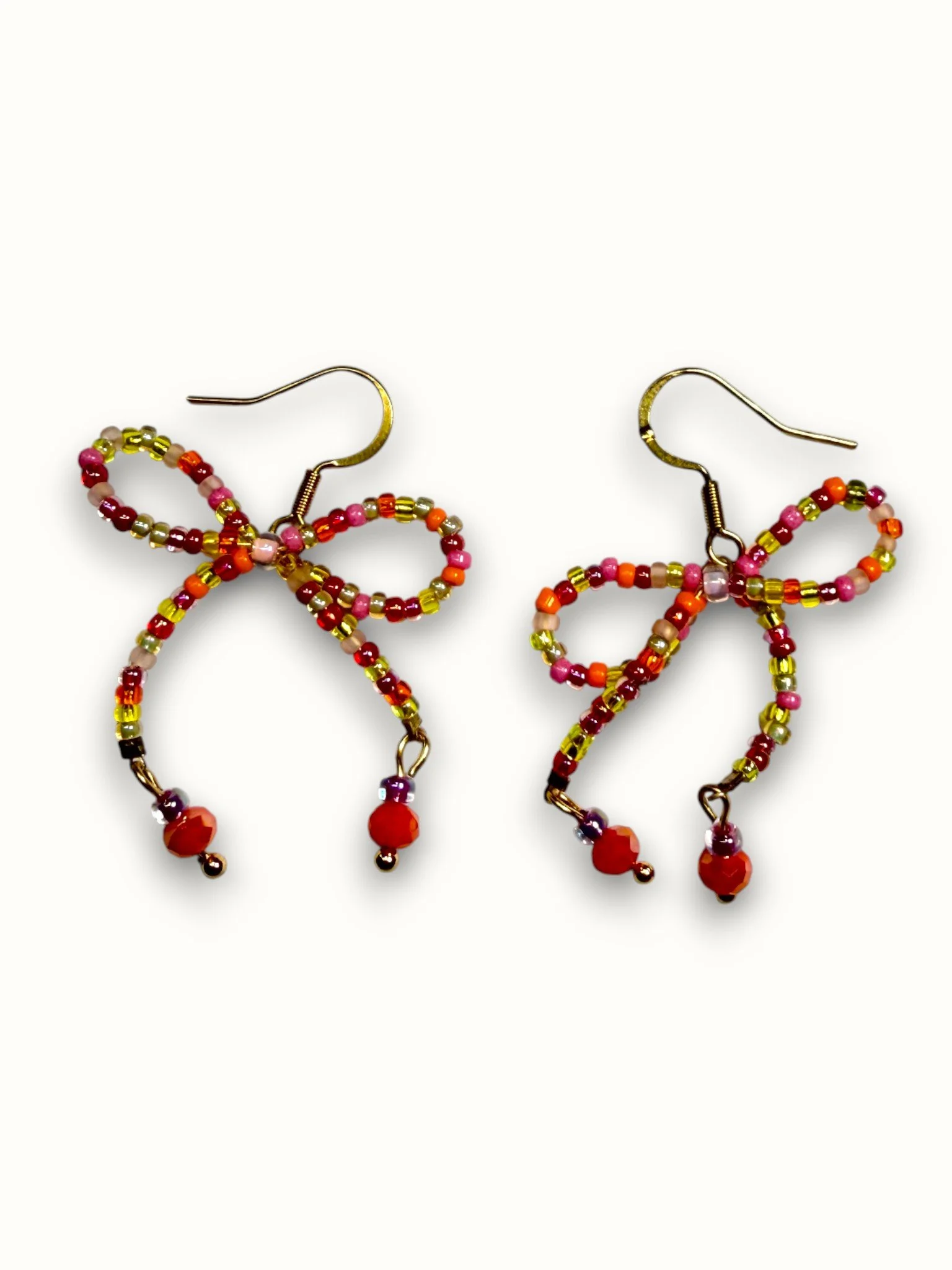 Orange, Yellow and Pink Bow Earrings ⋆౨ৎ°⟡˖ ࣪