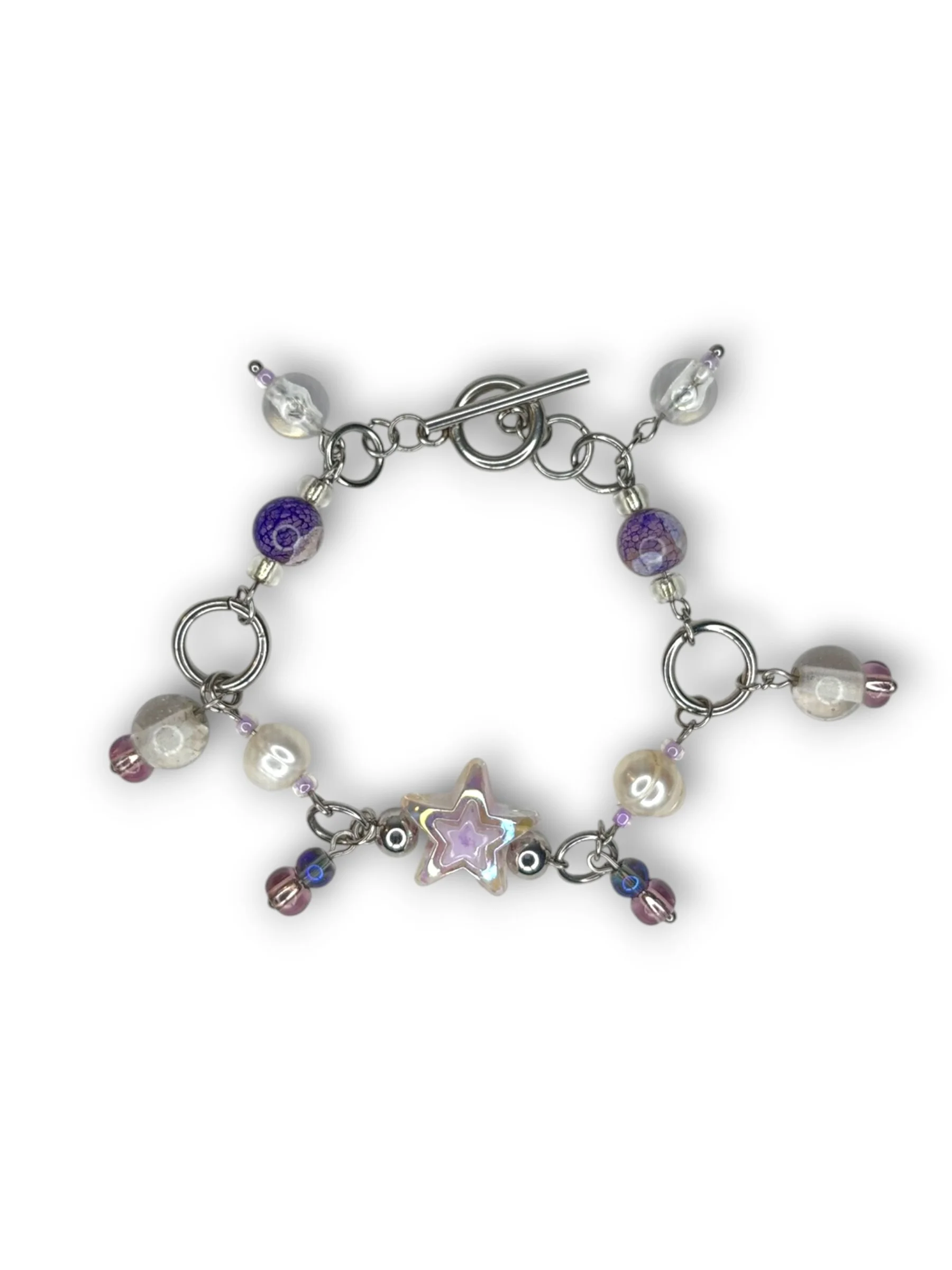 Twilight Purple Star Charm Bracelet in Silver
