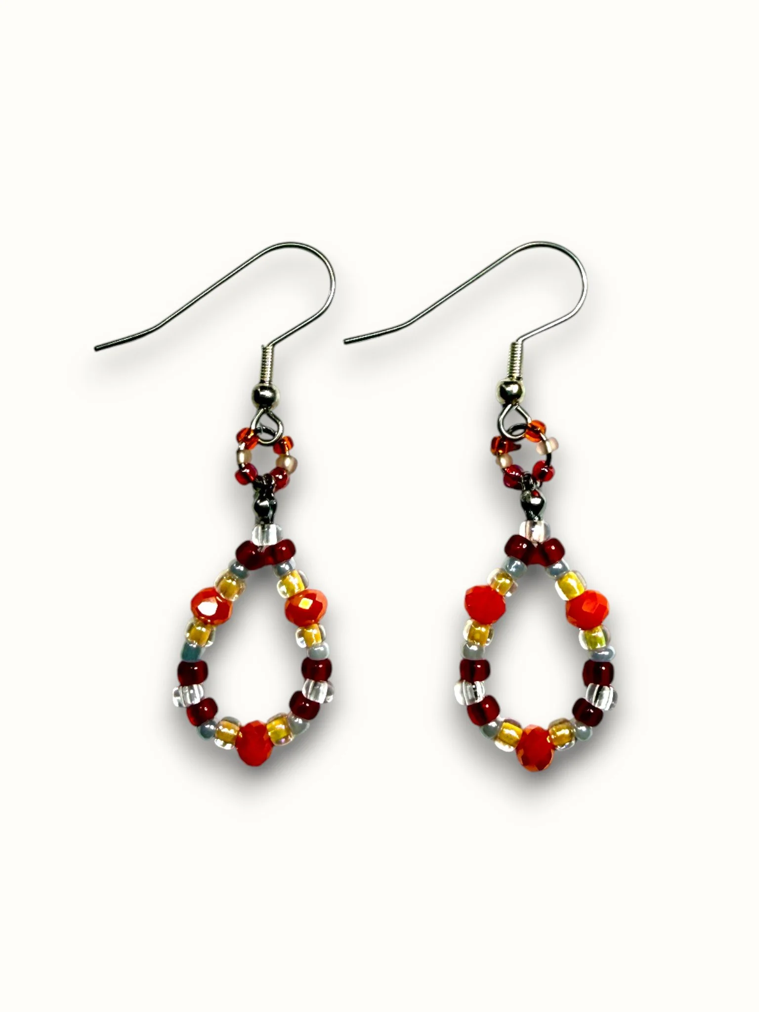 Orange, Red and Yellow Loop Sirena Earrings 𓇼𓏲*ੈ✩‧₊˚