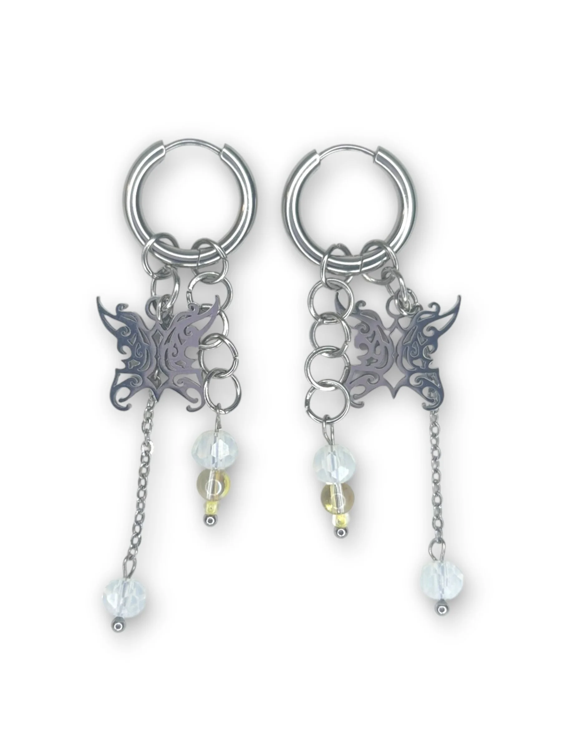 Daylight Yellow Small Hoop Dangle Earring in Silver