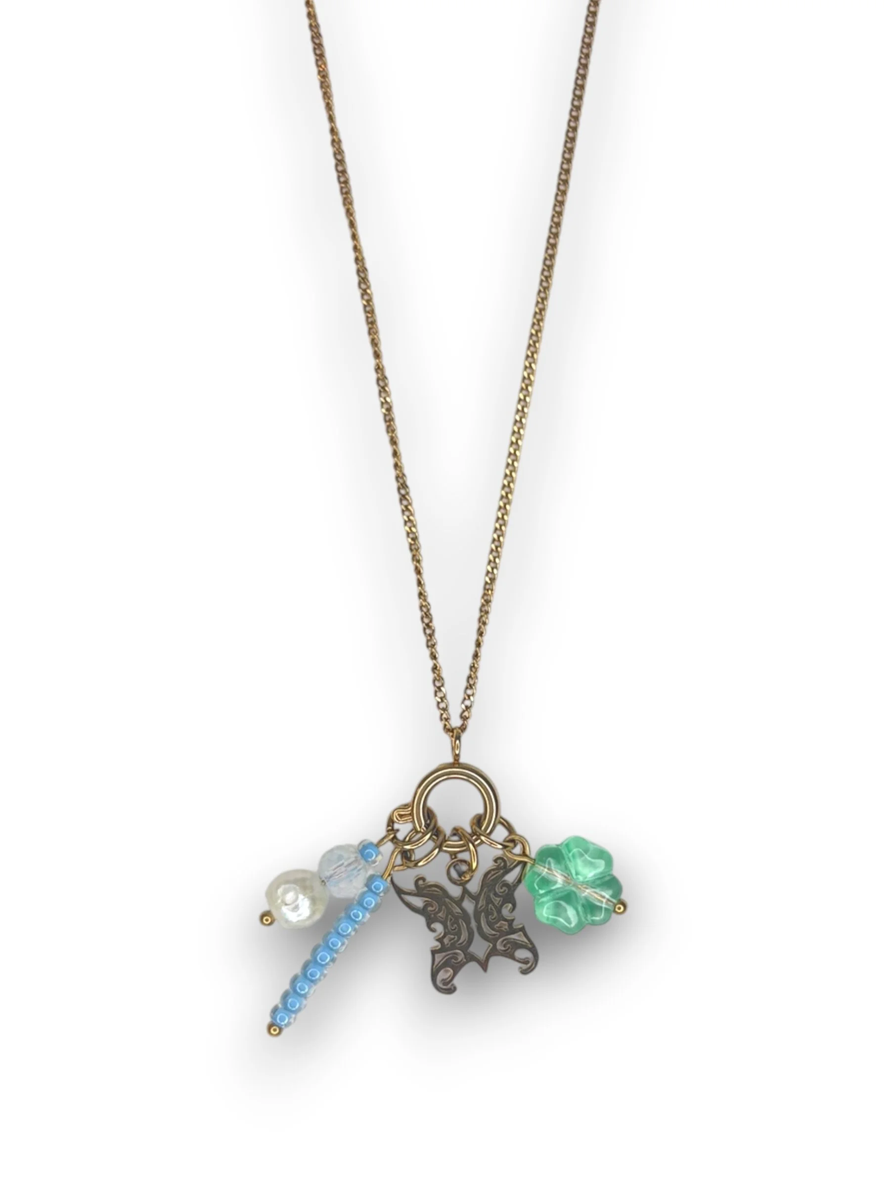 Seafoam Blue Charmer Necklace in Gold