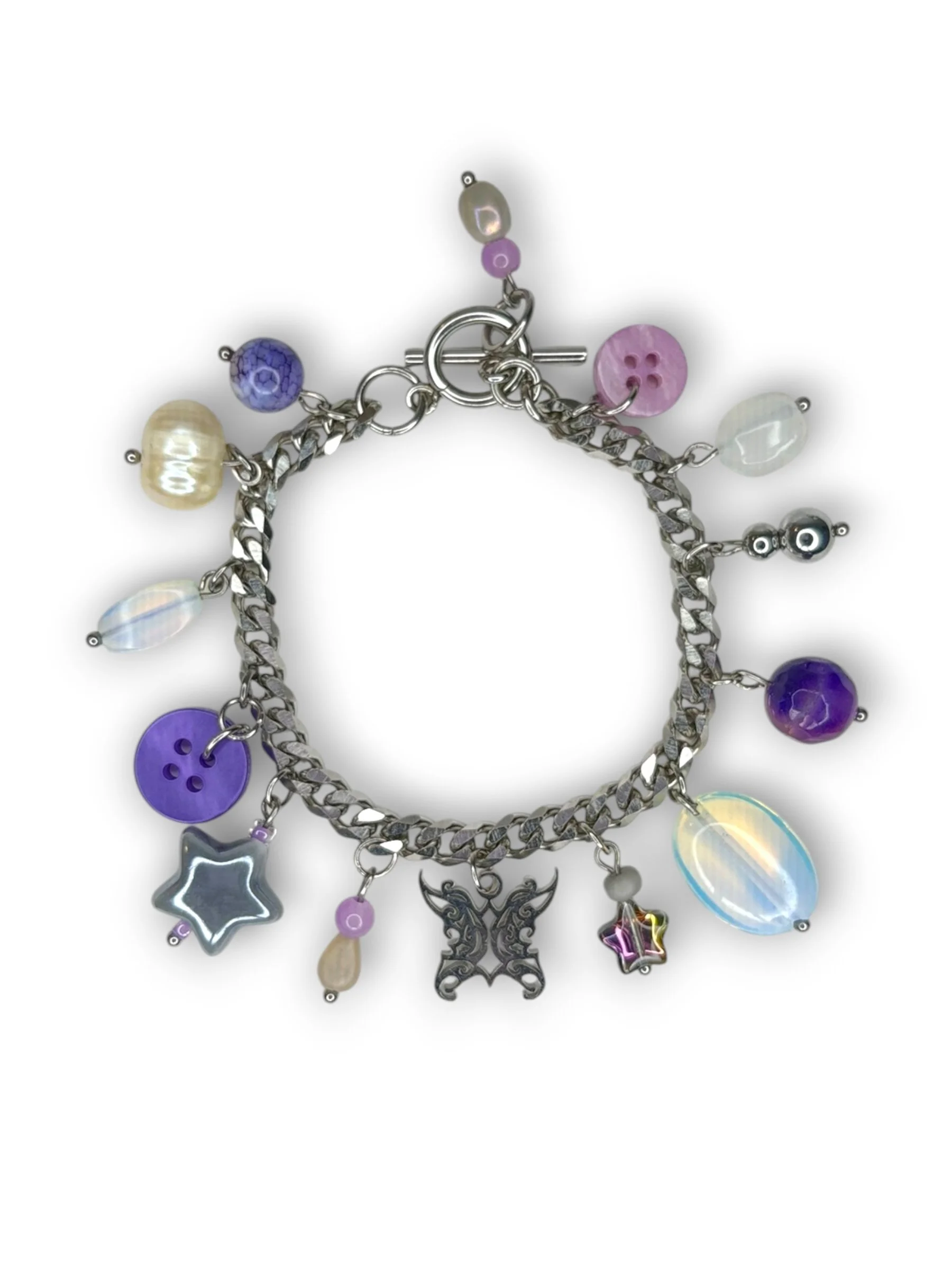 Twilight Purple Charm Bracelet in Silver