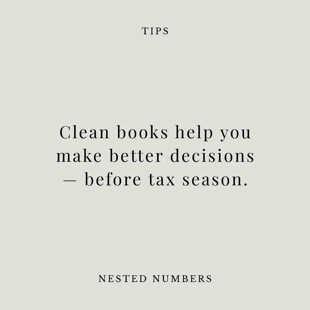 When your books are clean, there&rsquo;s no guessing &mdash; especially when tax season comes around.
You know what&rsquo;s coming in, what&rsquo;s going out, and what numbers you&rsquo;ll need when it&rsquo;s time to file.
That clarity makes tax sea