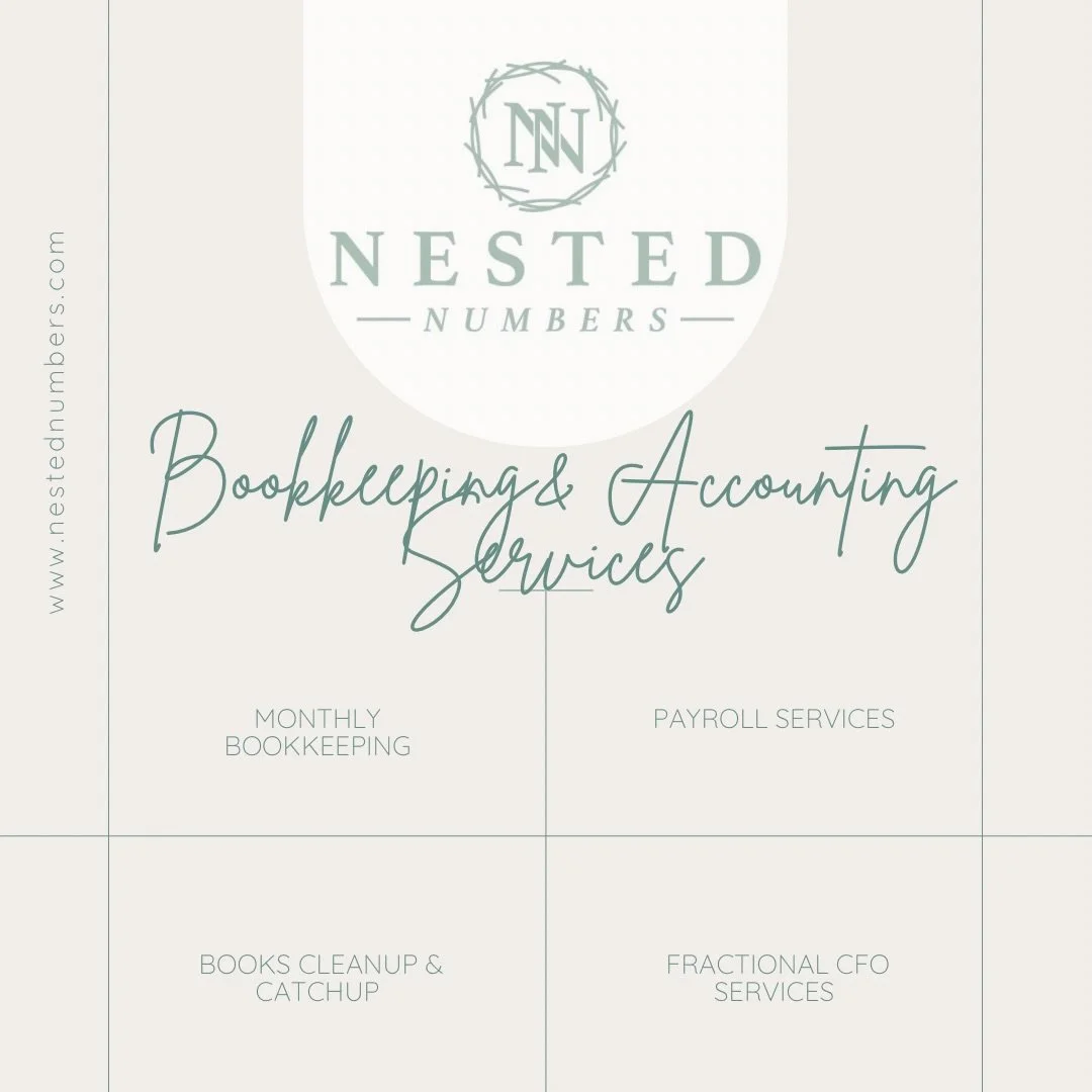 ✨ Nested Numbers Bookkeeping &amp; Accounting Services ✨

Helping businesses stay organized, informed, and financially confident.

Services Offered:
&bull; Monthly Bookkeeping
&bull; Books Catch-Up &amp; Cleanup
&bull; Payroll Services
&bull; Fractio