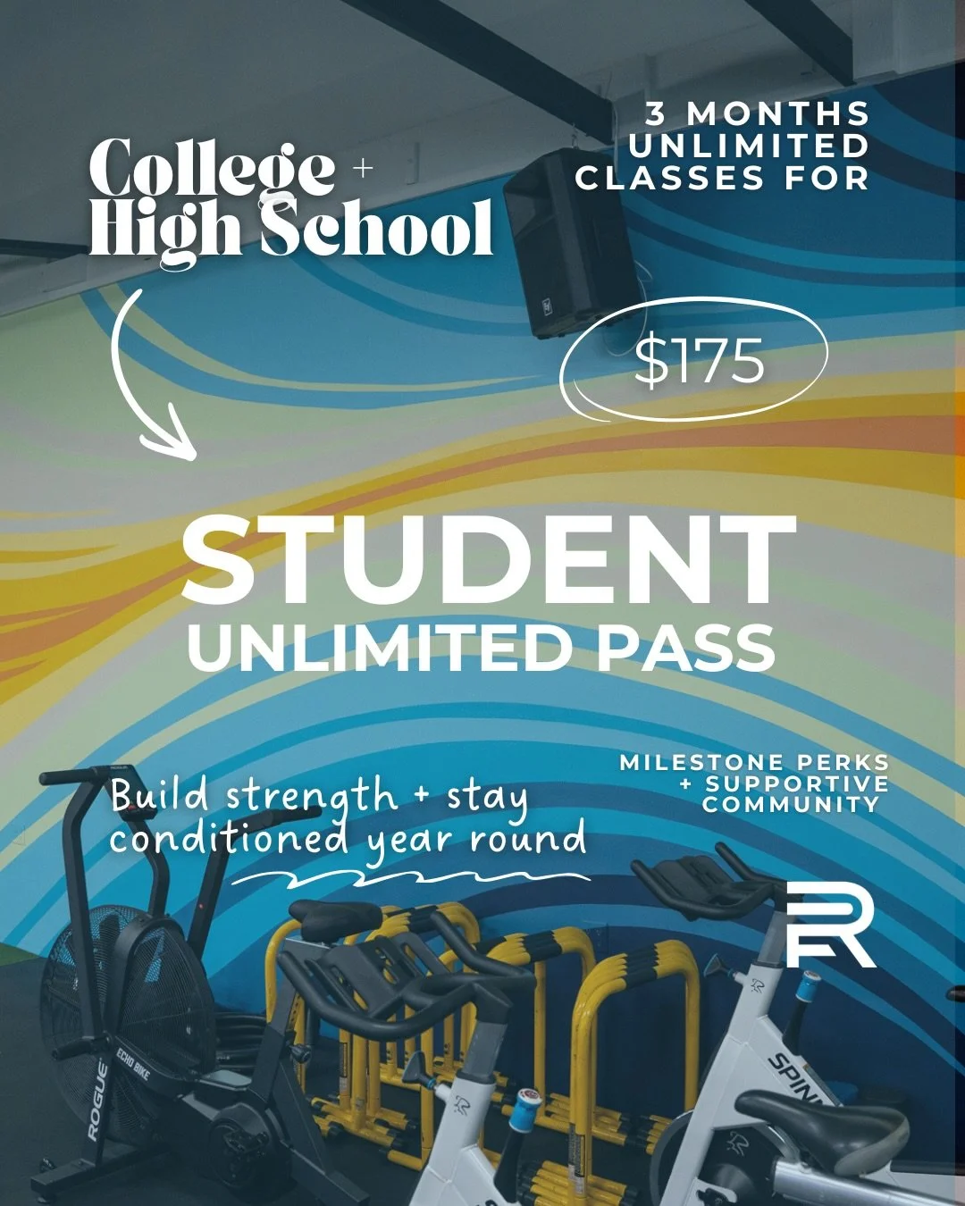 Students! This one's for you. 💪🏼

Our 3 Month Unlimited Student Pass is now available year-round!! 👏🏼

High school and college students can take unlimited classes for 3 months for $175 - no contracts.

It's a great way to build strength and stay 