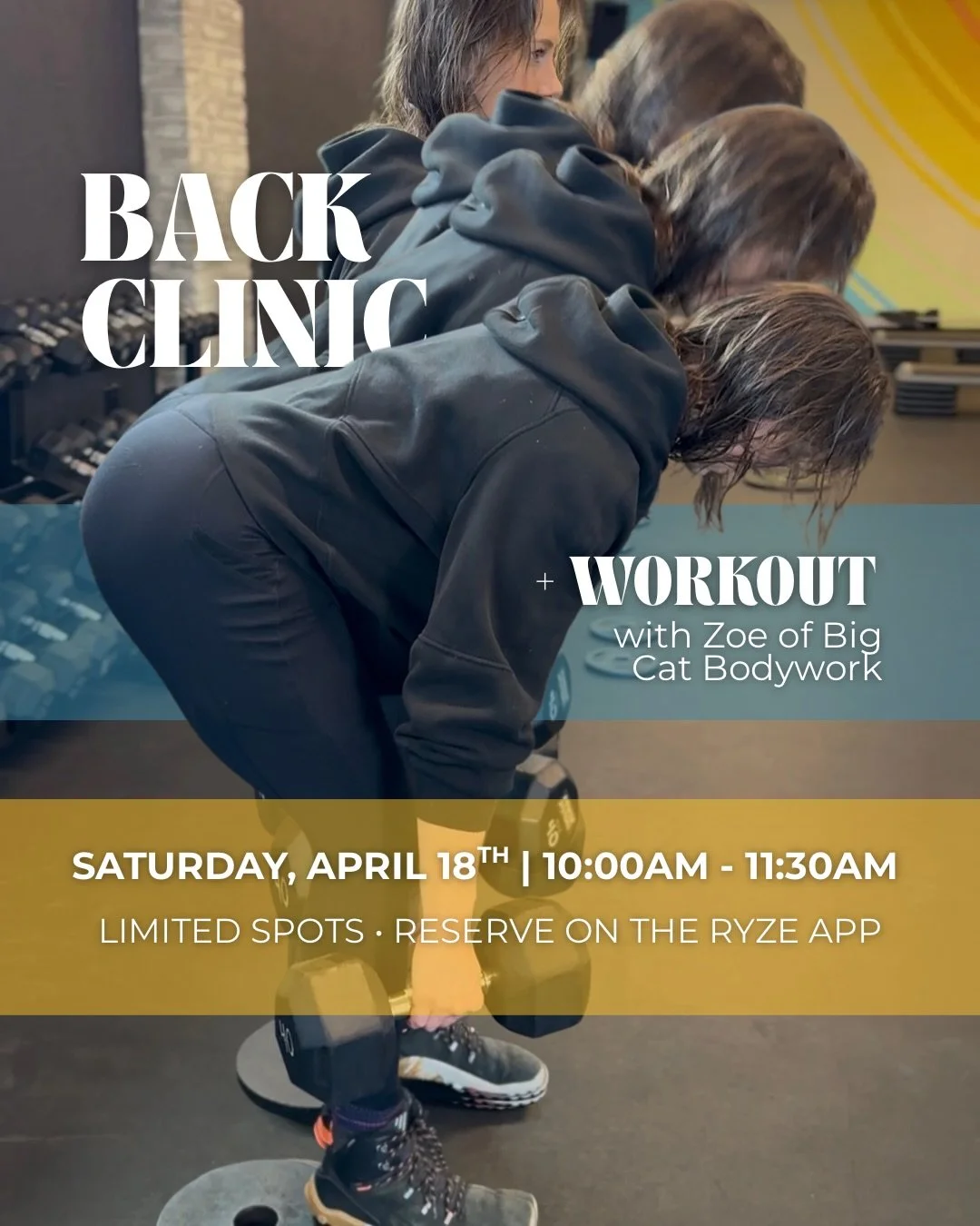 Your back does a lot for you - let&rsquo;s take care of it.

Join us for a 90-minute Back Mobility Clinic with Zoe of Big Cat Bodywork and Training. She&rsquo;ll guide you through mobility + strength work while breaking down how your back functions, 
