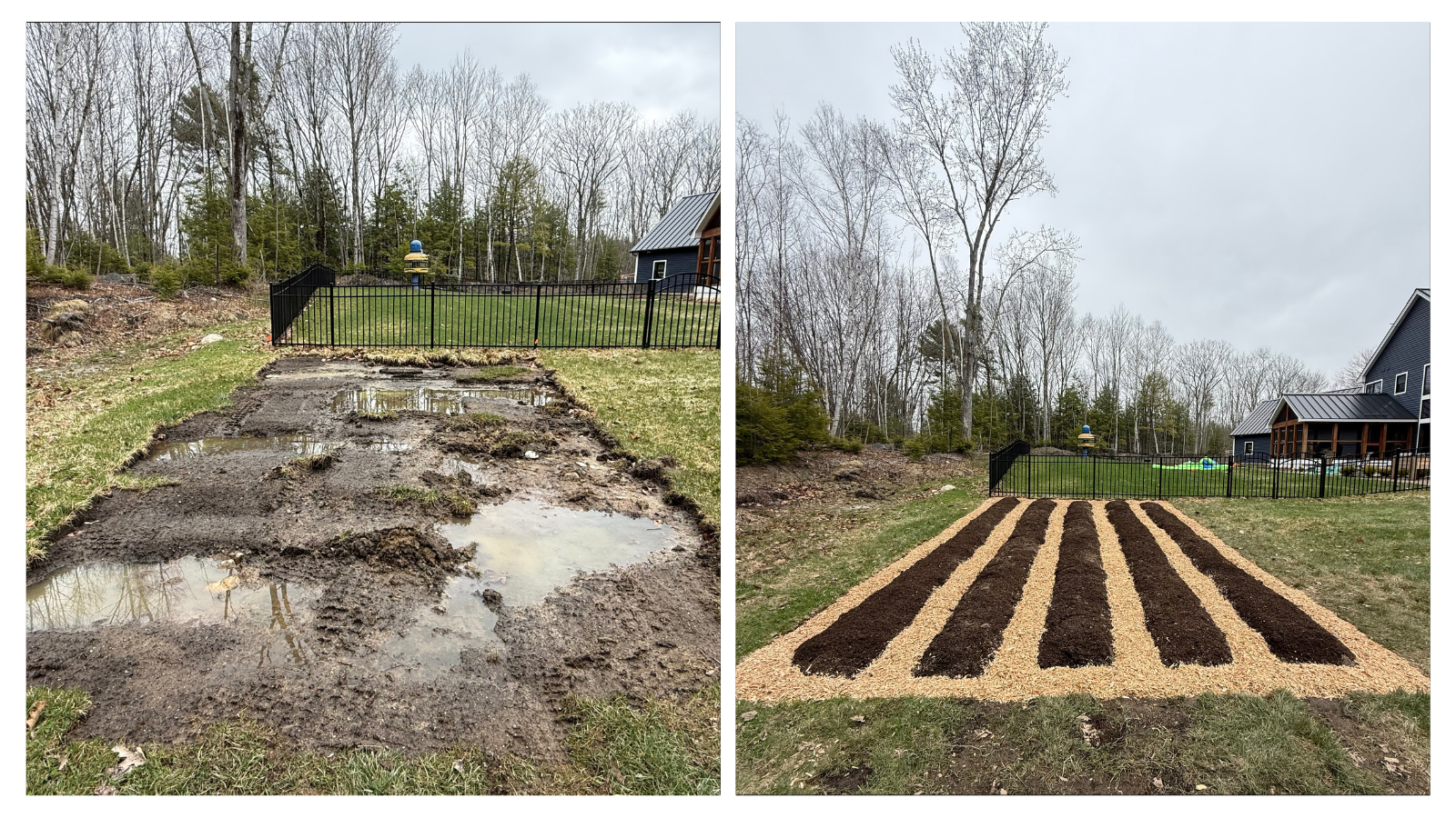 Scarborough, ME; Vegetable Garden Install Before+After