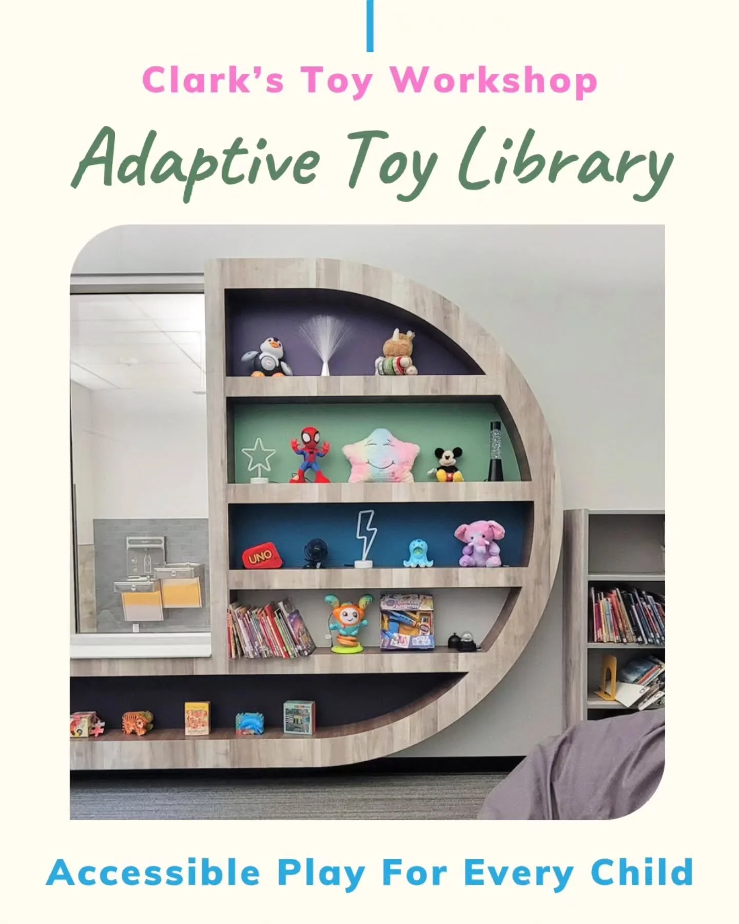 🎉 Our shared Adaptive Toy Library from Clark's Toy Workshop features switch accessible toys, games, and environmental controls for children and teens at @fletchermillerschool 's new media center! 

#AccessiblePlay
#AdaptiveToys
#SwitchAccessible
#Cl
