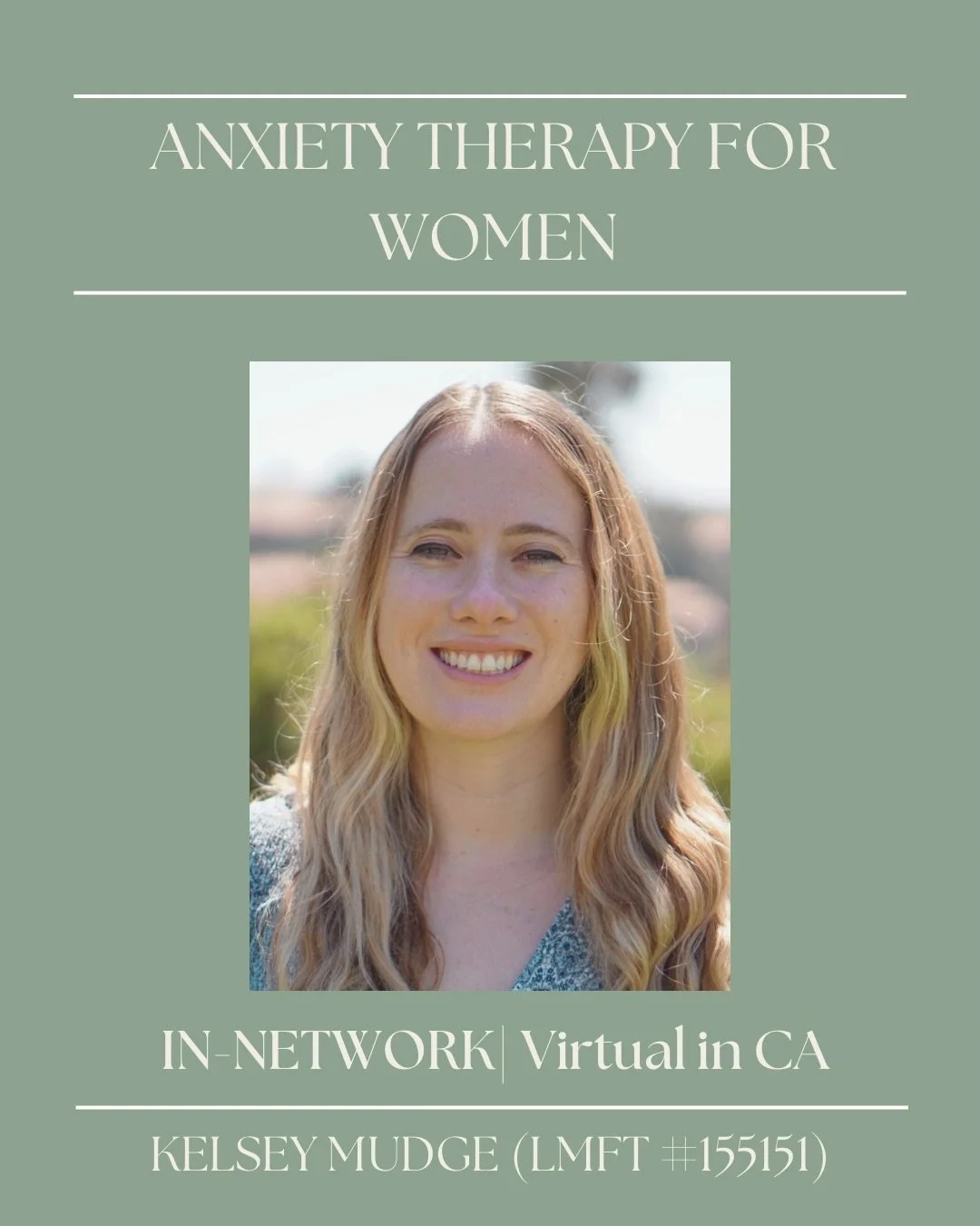 Feeling like you&rsquo;ve tried everything and you&rsquo;re still feeling anxious? Hi 👋 I&rsquo;m Kelsey and I support women who are experiencing anxiety, stress, and/or trauma. If you are interested in learning more, DM me the phrase THERAPY. I wil