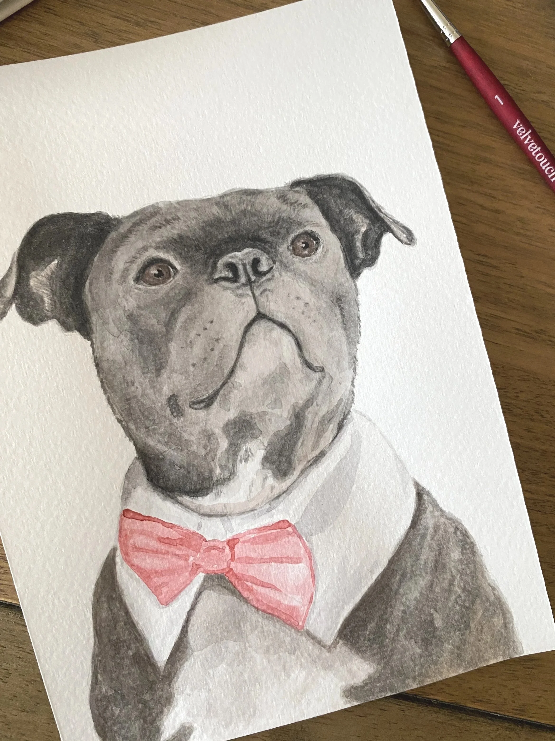 watercolor french bulldog