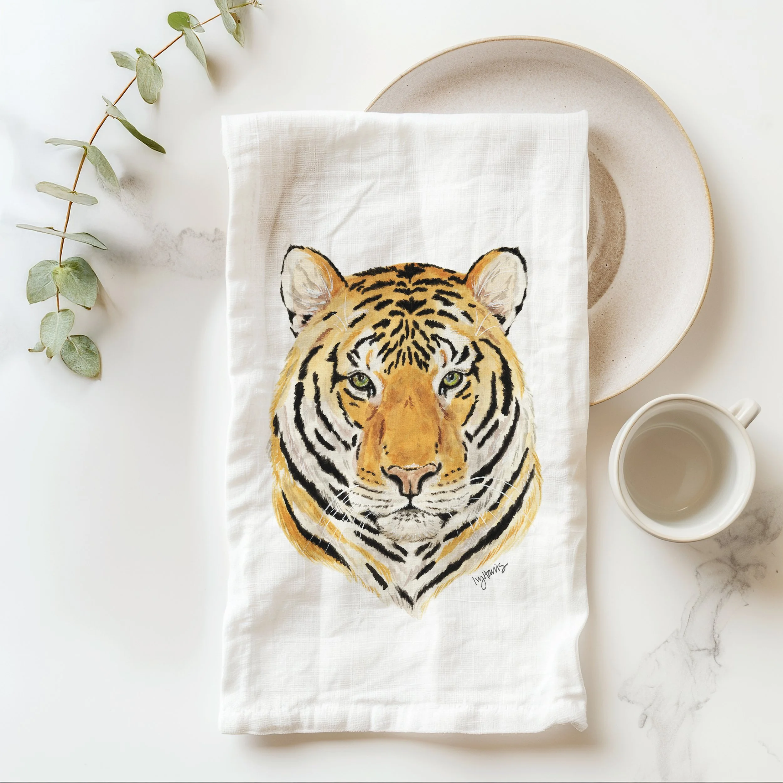 Freya Tiger tea towel