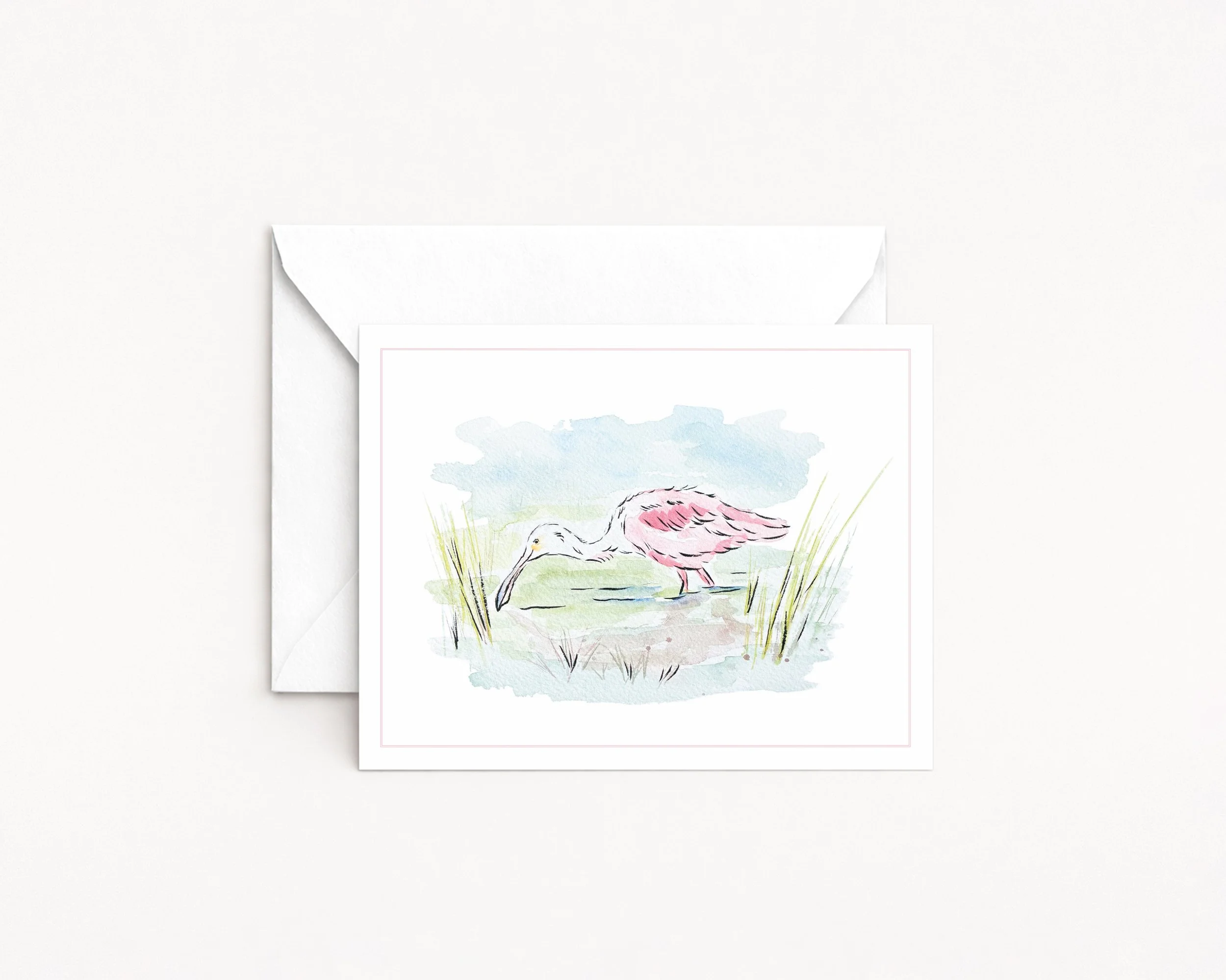 Sweet Pea Roseate Spoonbill notecard