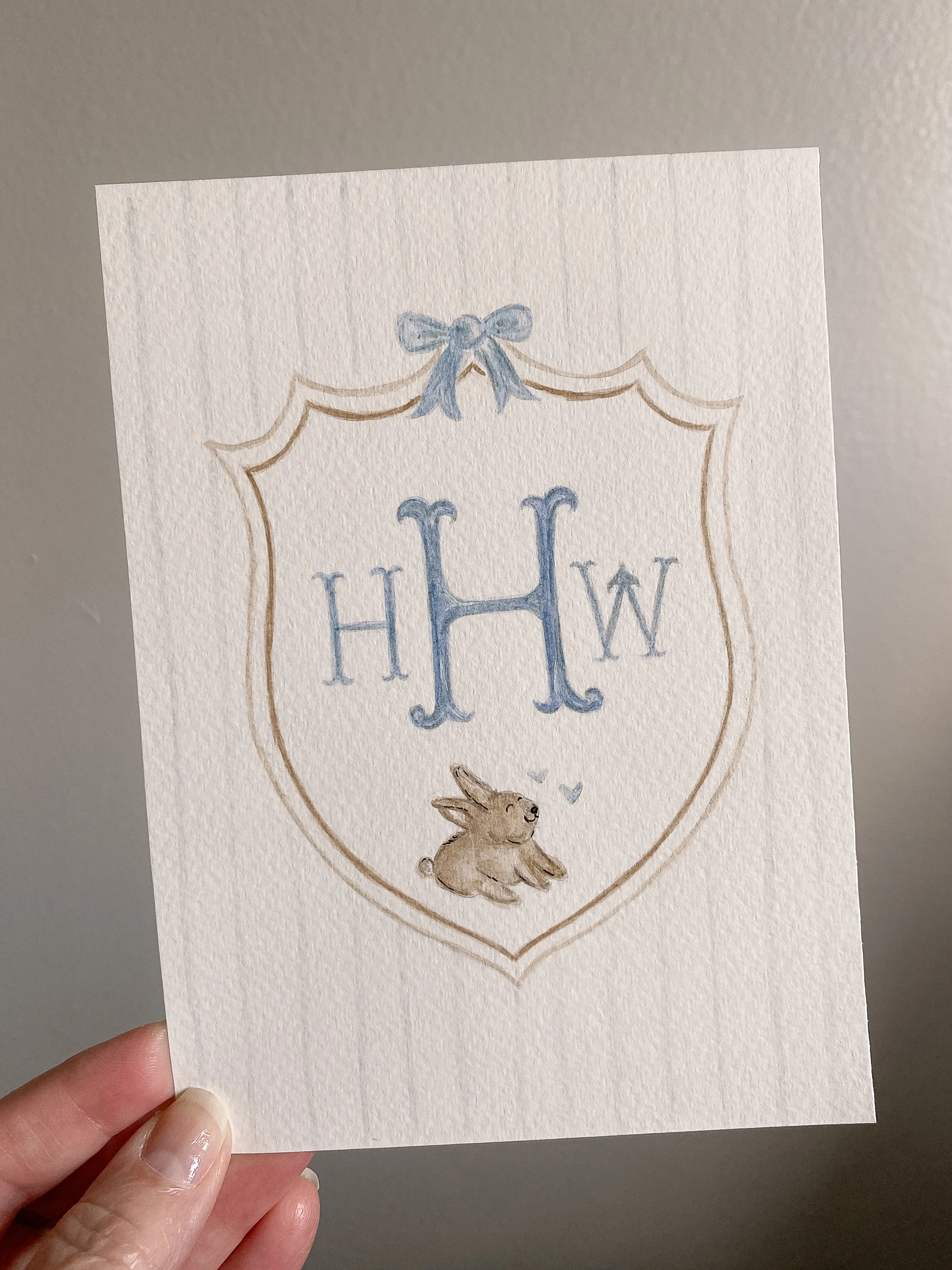 baby nursery monogram watercolor artwork