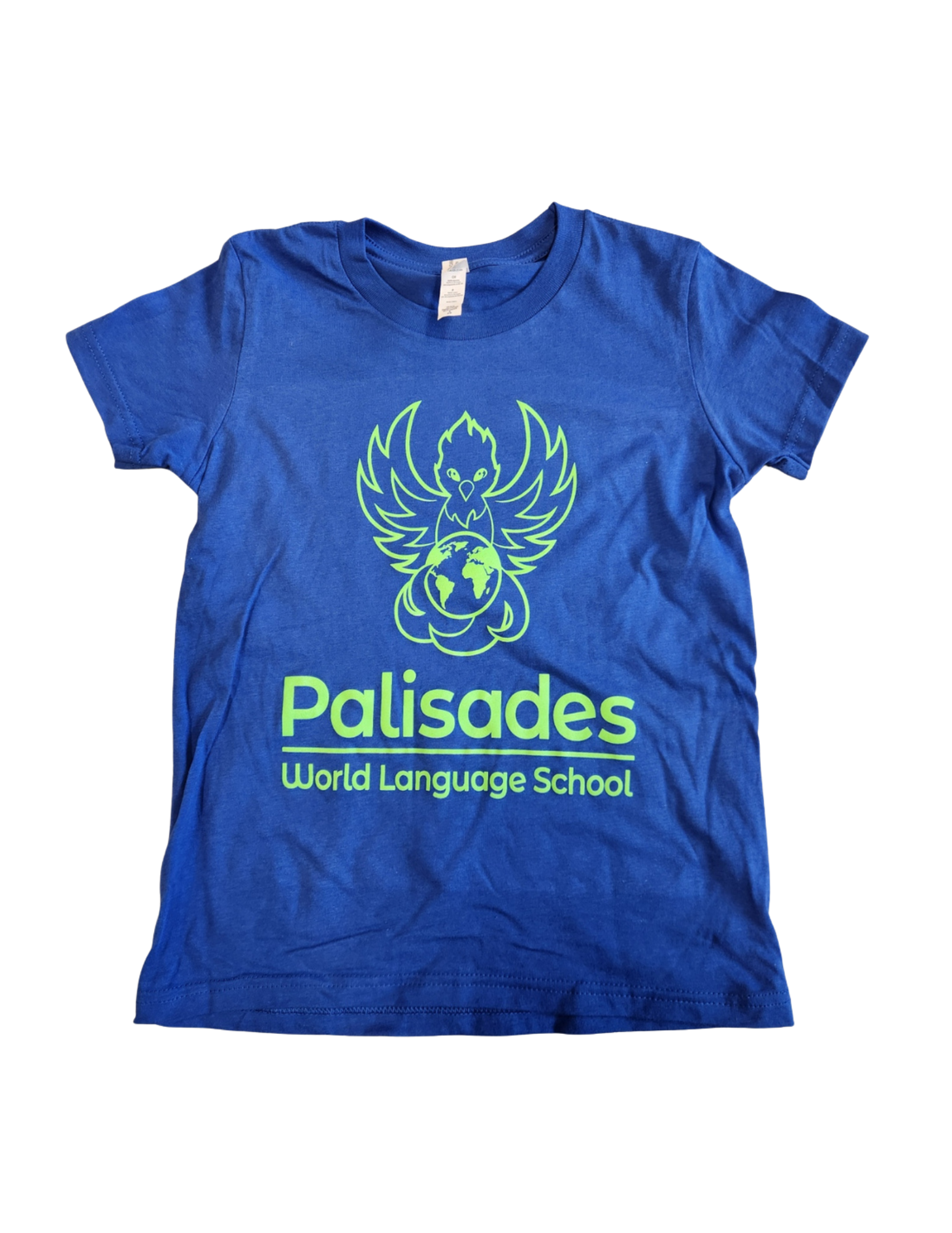 Youth Blue T-shirt with Green Logo