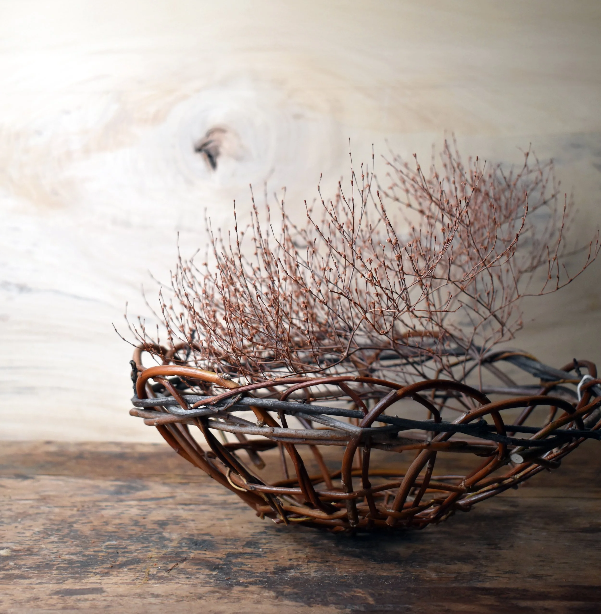 Plum branch basket