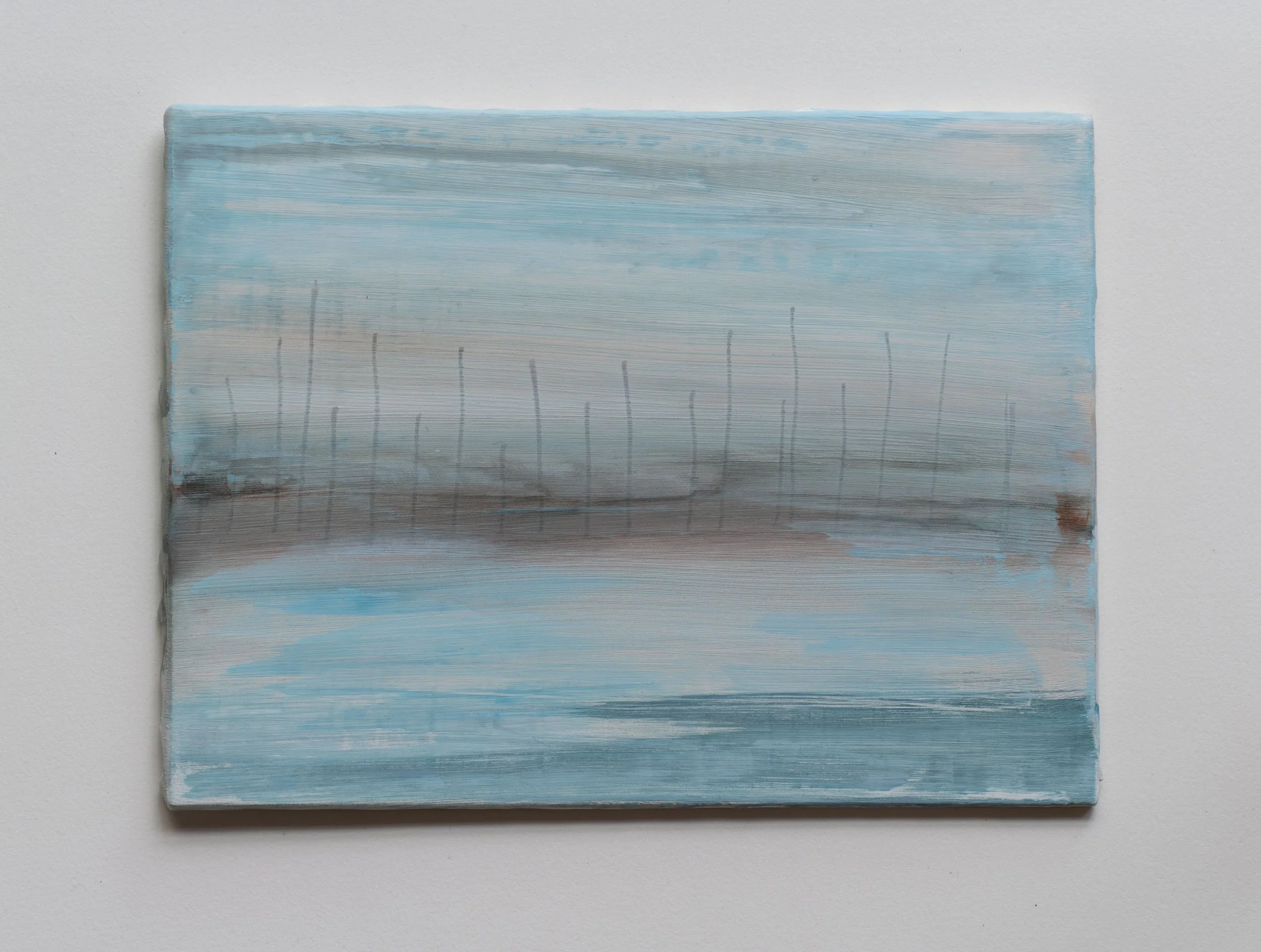 Morning at the marina. 150x200mm. Acrylic on genuine gesso on board.