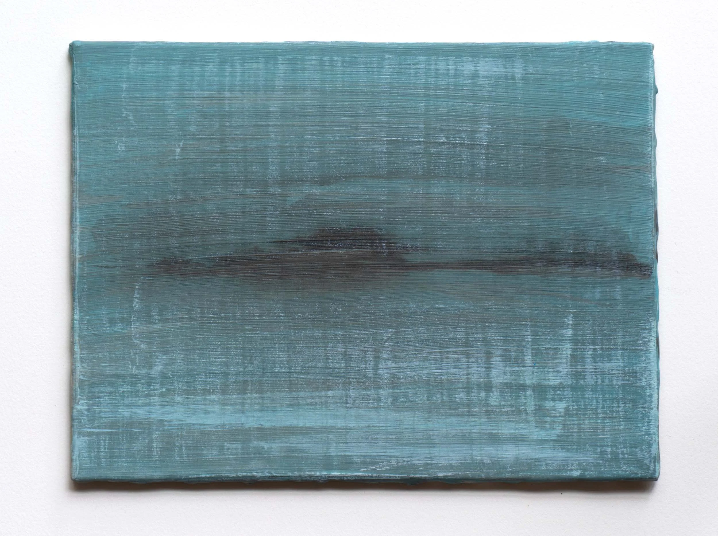 Through the haze of memories. 150x200mm. Acrylic on genuine gesso on board. For sale at West Coast Gallery, Piha.