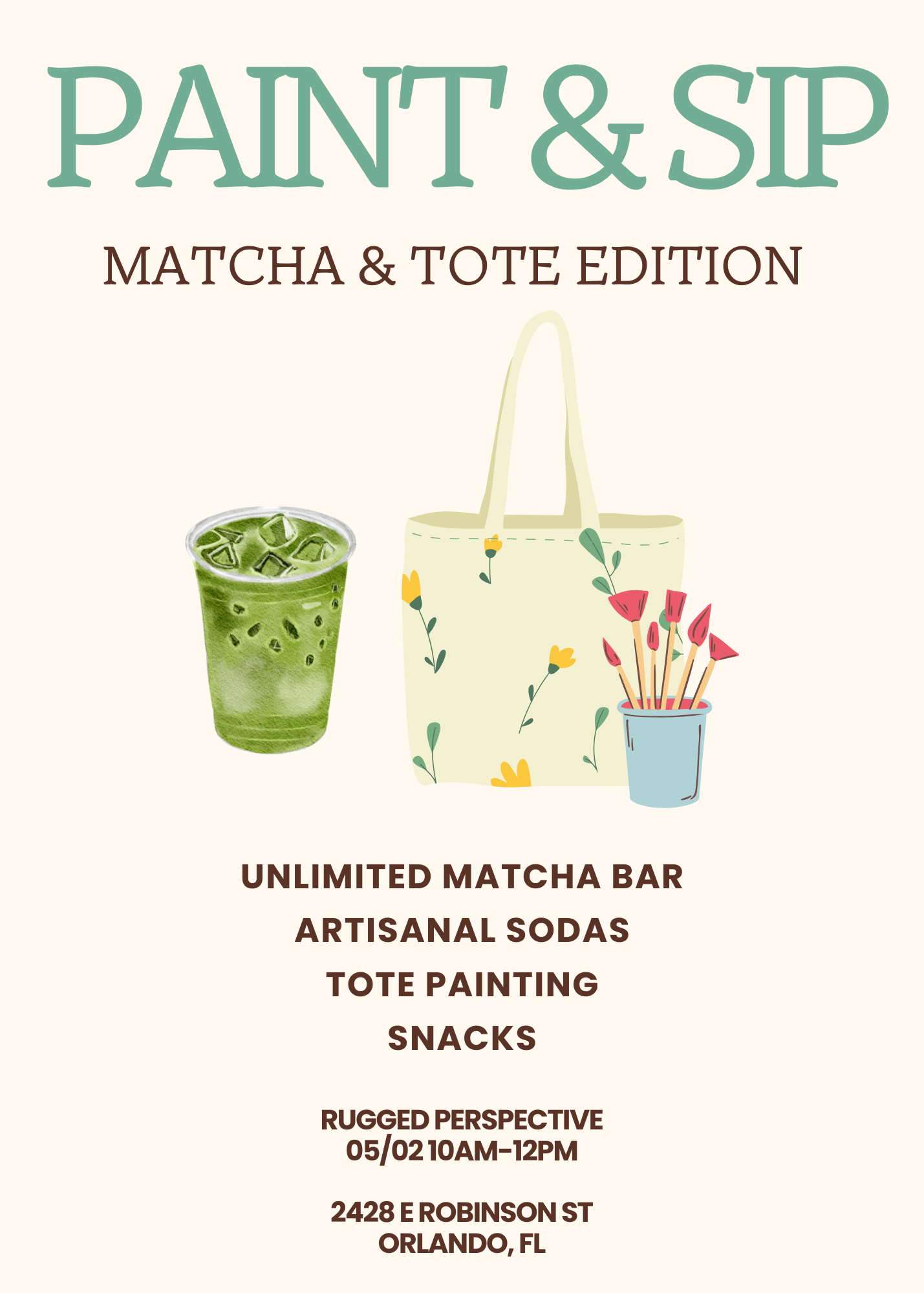 May Paint & Sip: Matcha & Totes Edition