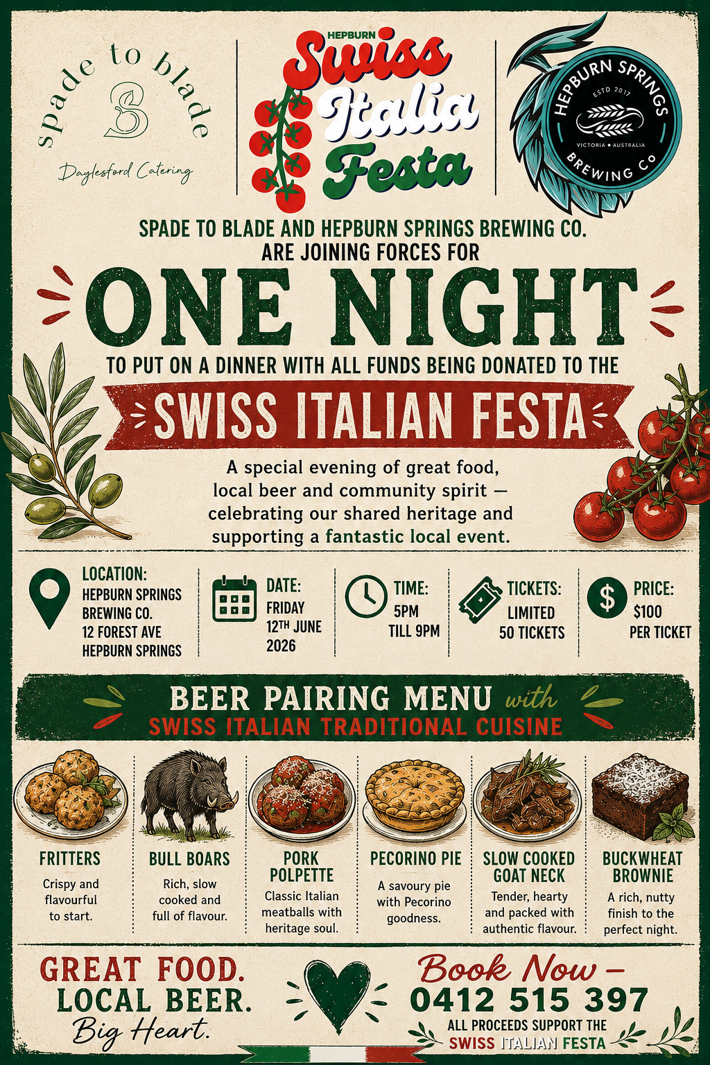 Spade to Blade & Hepburn Springs Brewing Co Dinner