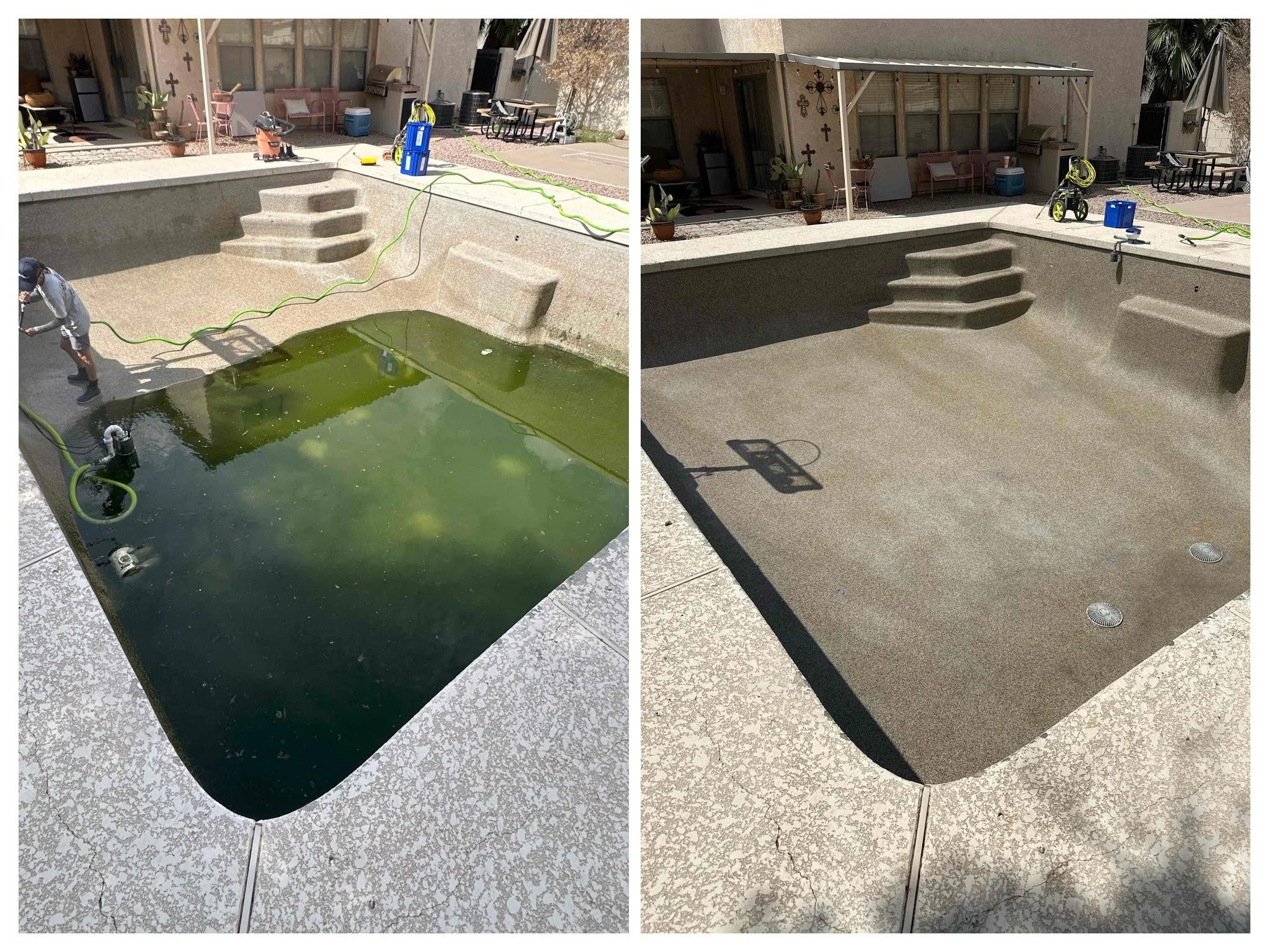 When your pool thinks it&rsquo;s a lake&hellip; 🐊

Don&rsquo;t worry &mdash; we&rsquo;ve seen worse.

This green monster got a full drain and reset, and now it&rsquo;s back to behaving like a pool again 💧

If your backyard is giving &ldquo;swamp vi