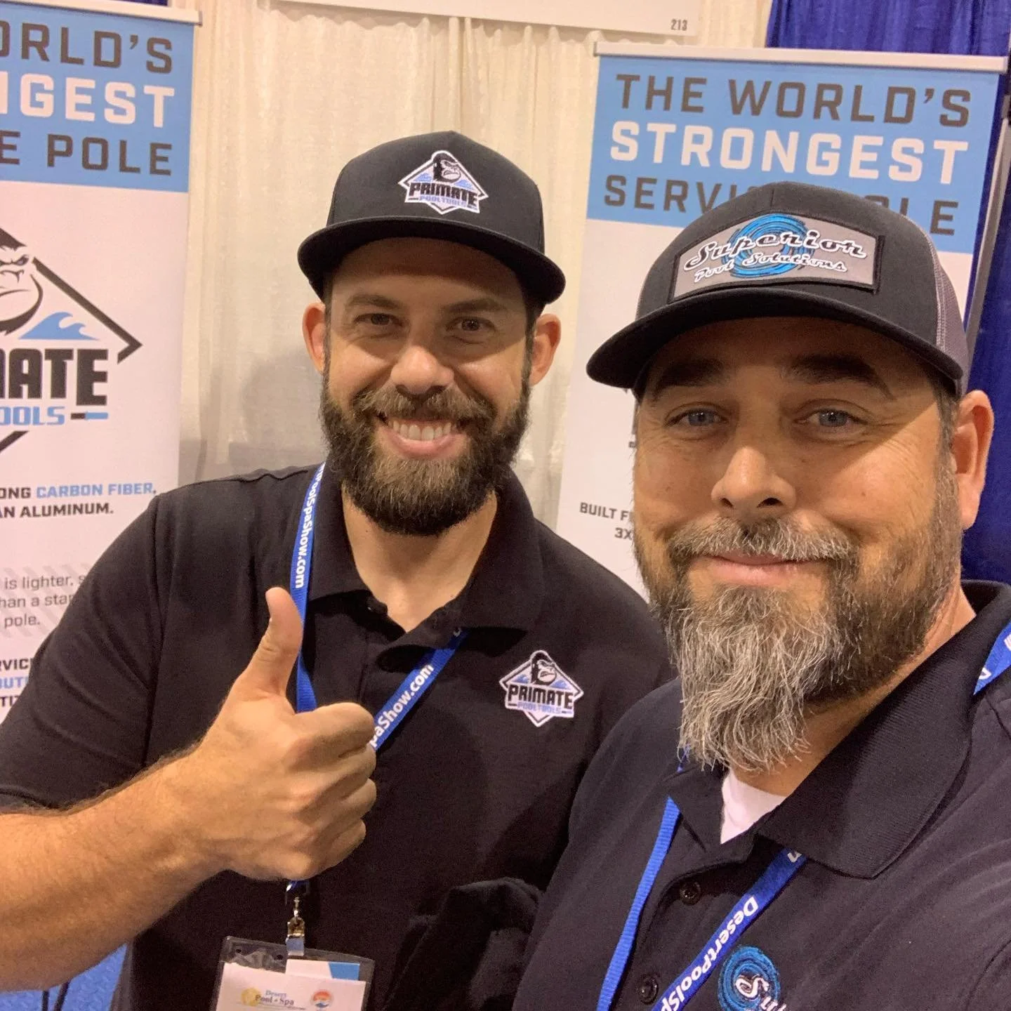 Throwback to the 2020 Western Pool &amp; Spa Show 💪

If you know Bob, you know he&rsquo;s extremely picky about the equipment we use. Especially the poles that our technicians use. 

That&rsquo;s why we exclusively use @primatepooltools  on our week