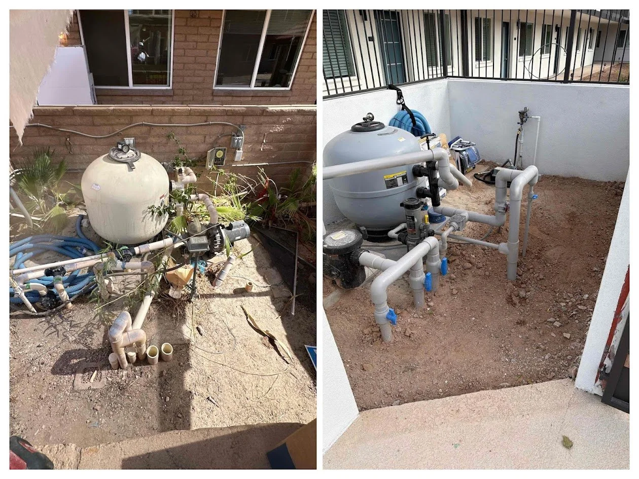 From outdated and cluttered&hellip; to clean and properly laid out.

This equipment set was part of a commercial property project, where performance and reliability matter.

A well-designed plumbing layout improves circulation, makes future service e