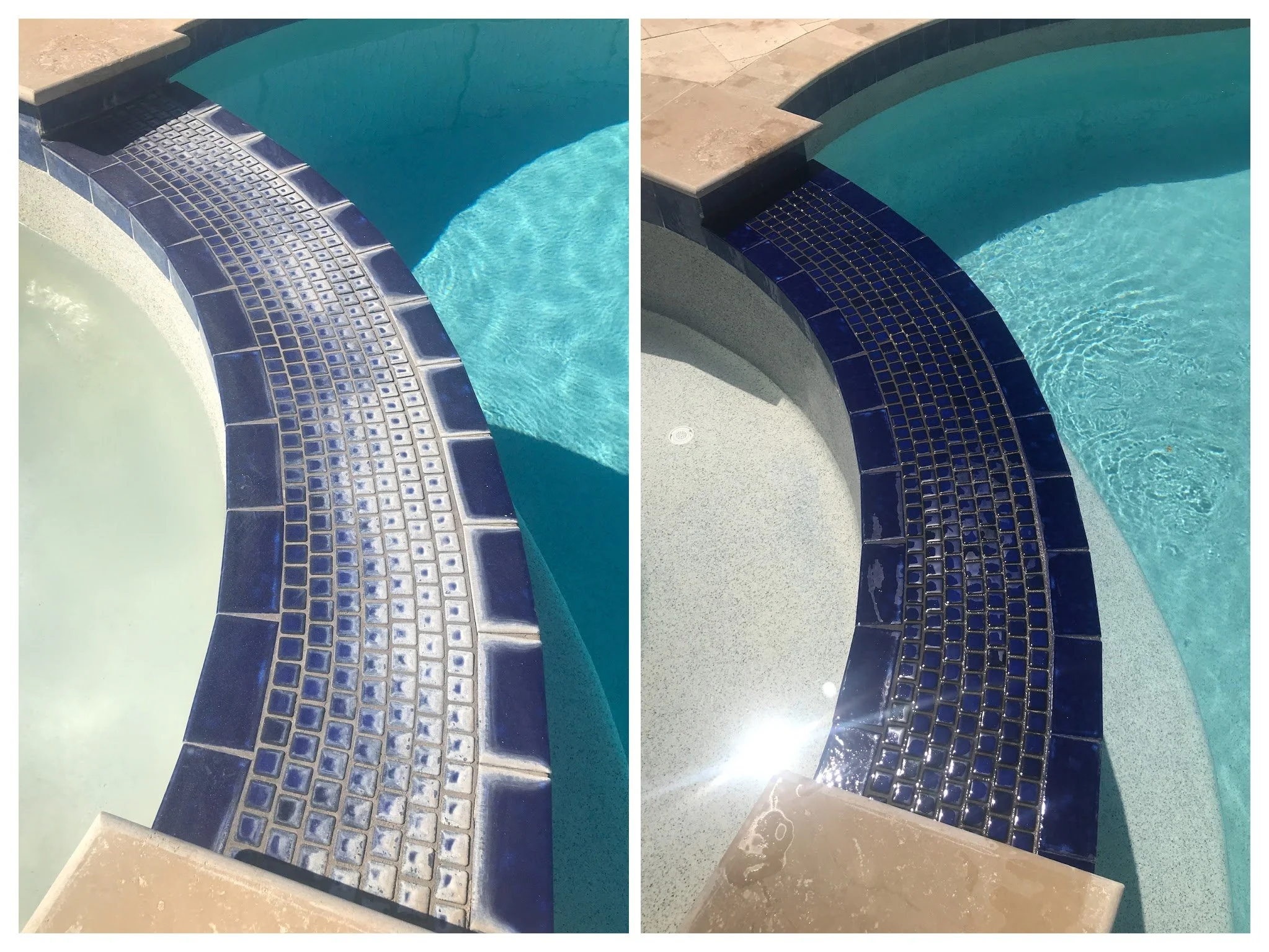 Calcium buildup on tile is common in Arizona, especially with our hard water.

Professional tile cleaning removes that white scale and restores the original color and shine without damaging the surface.

If your waterline is looking chalky or dull, w