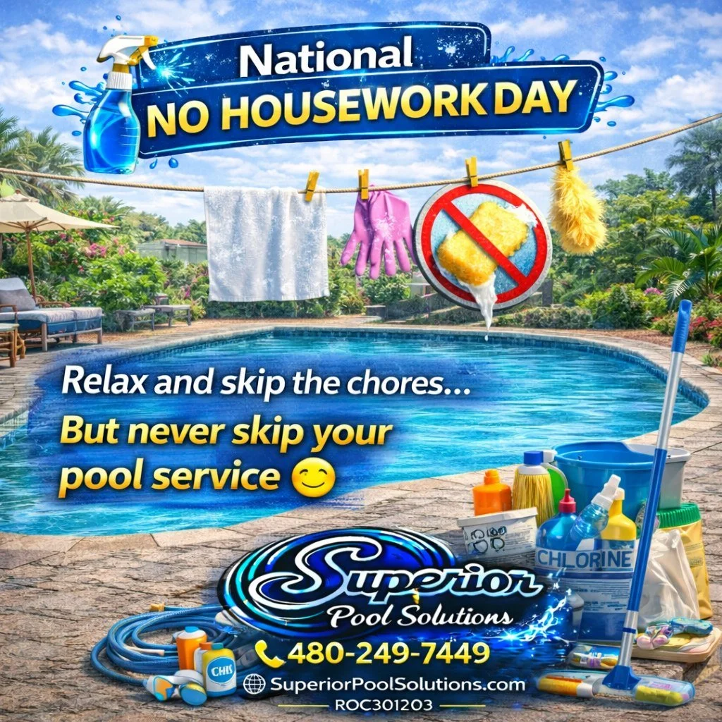 Happy National No Housework Day 🧼🚫

Skip the laundry.
Skip the dishes.
Skip the vacuuming.

And while you&rsquo;re at it&hellip;
Skip the pool cleaning too 😏 That&rsquo;s what we&rsquo;re here for.

Let us handle the brushing, chemicals, and equip