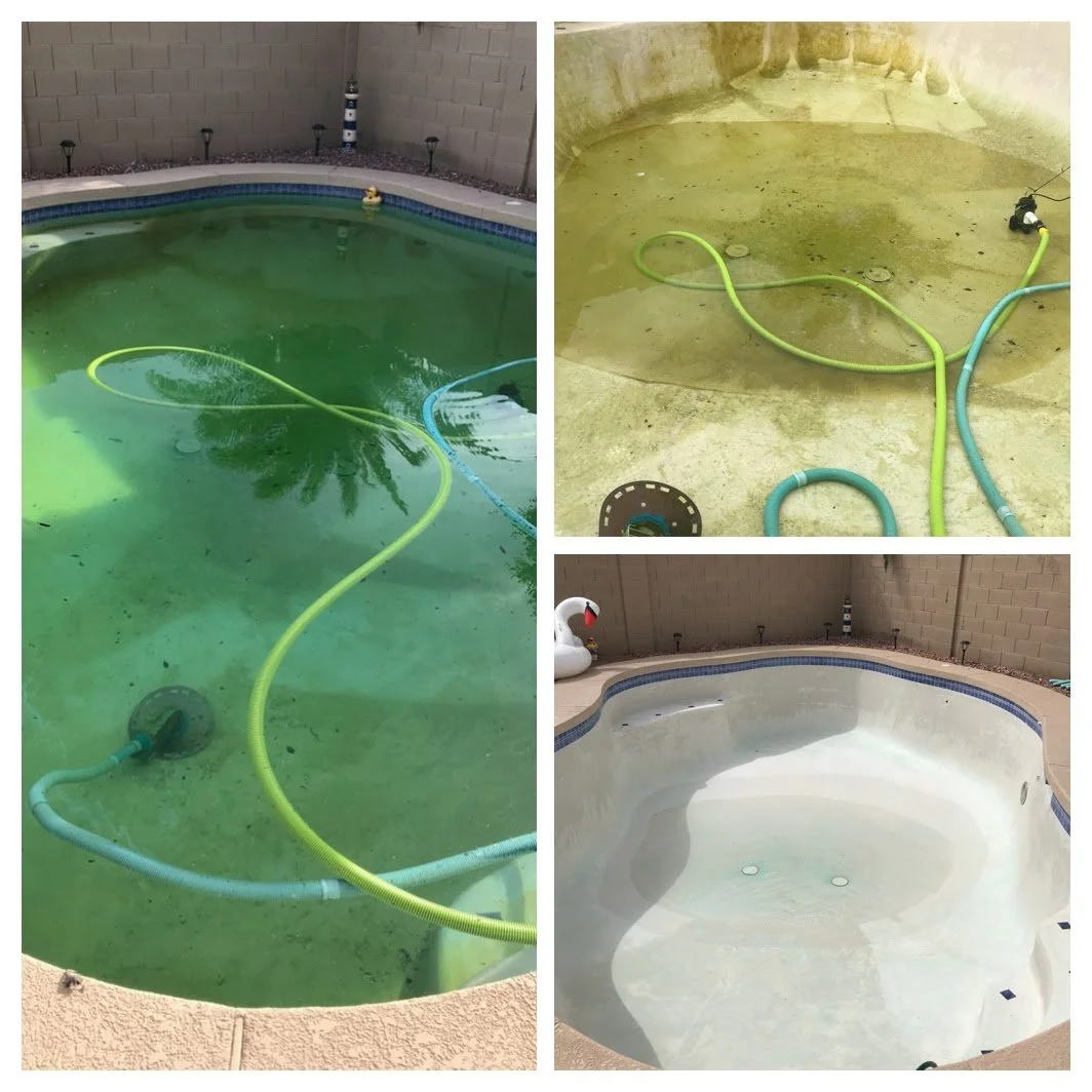 From green to clean 💧➡️✨

This pool started out full of algae, debris, and buildup &mdash; the kind of situation where a quick chemical dump won&rsquo;t cut it.

✔️ Drain
✔️ Clean
✔️ Prep
✔️ Acid wash

Now it&rsquo;s back to clean, smooth, and ready