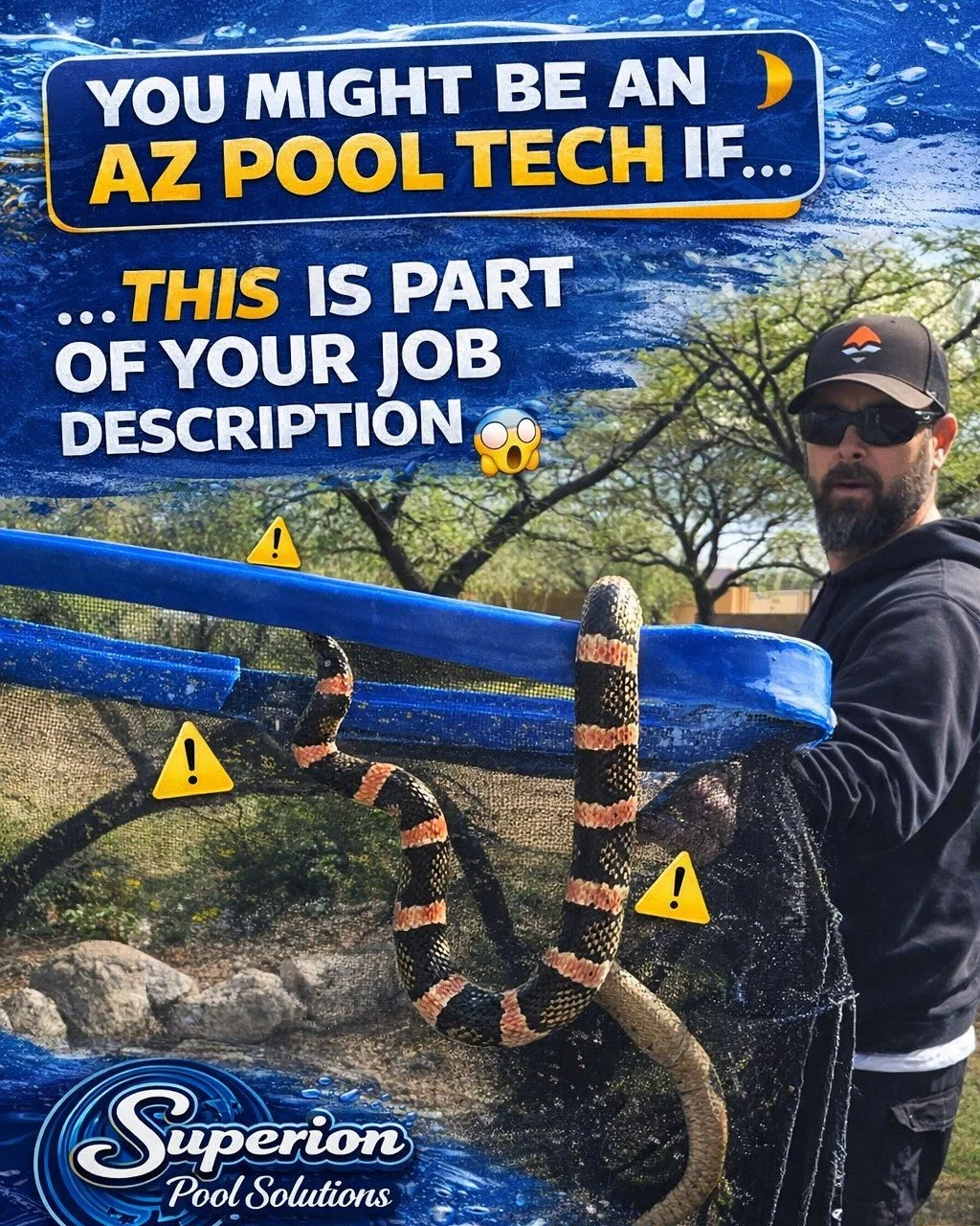 You might be an AZ pool tech if&hellip;

&hellip;this is just another stop on the route 🐍

Pool Pros - what are some of the unexpected creepy crawlies you have encountered?