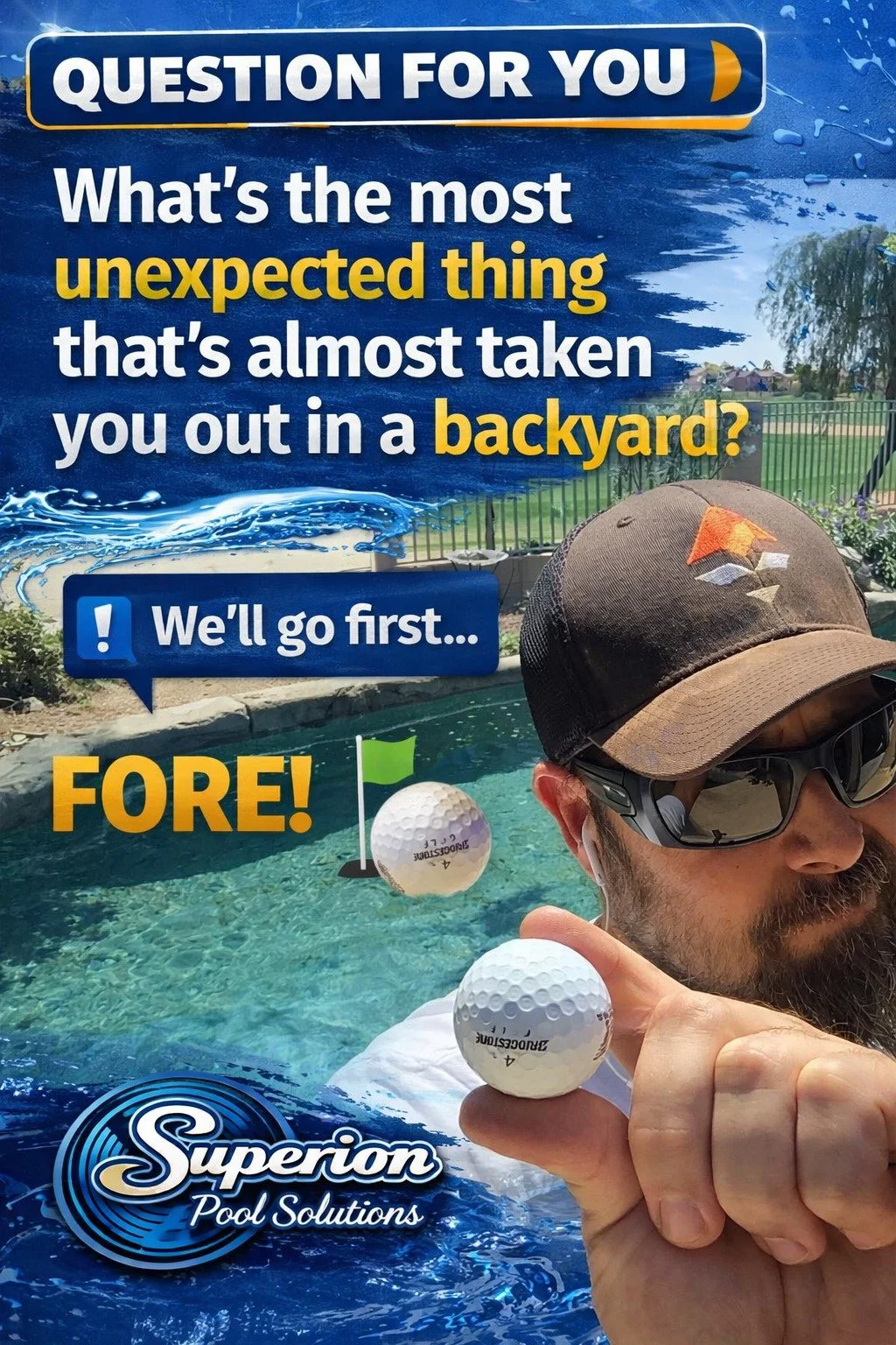 You might be an AZ pool tech if&hellip; ⛳😳

&hellip;you&rsquo;ve had a golf ball fly past your head mid-service.

Fellow Pool Pros, what has almost taken you out?