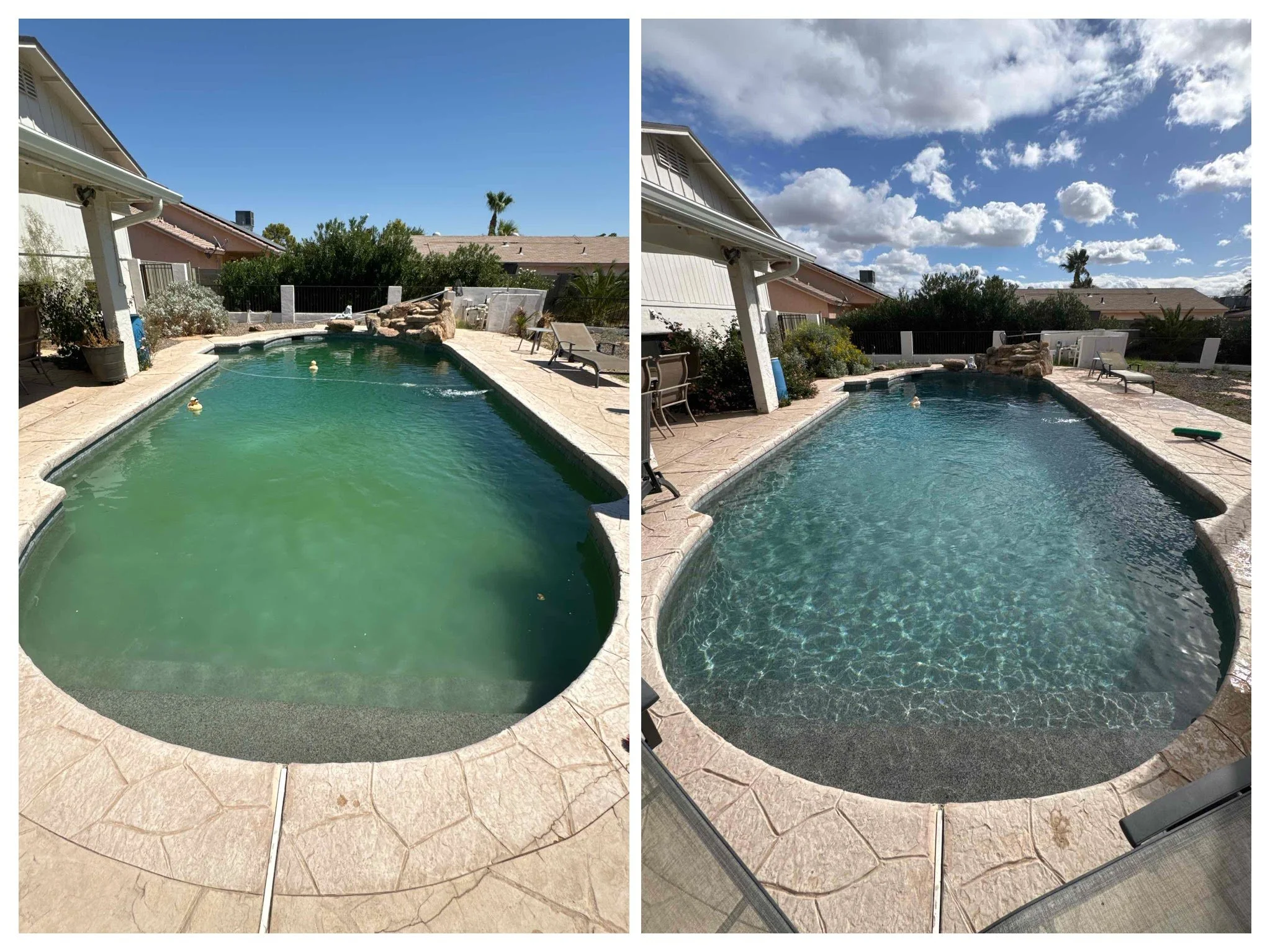 Algae can take over quickly &mdash; especially during warmer months.

With the proper treatment plan, filtration, and patience, this pool went from green and cloudy to clear and swim-ready.

No shortcuts. Just doing it the right way.

If your pool is