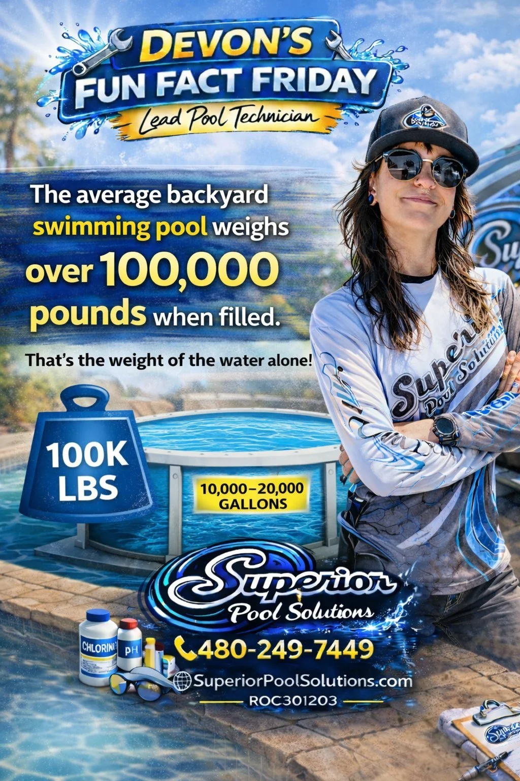 💥 FUN FACT FRIDAY 💥

Your pool isn&rsquo;t just relaxing&hellip; it&rsquo;s HEAVY.

We&rsquo;re talking 100,000+ pounds of water sitting right in your backyard 😳

That&rsquo;s exactly why regular maintenance matters&mdash;your pool system is worki