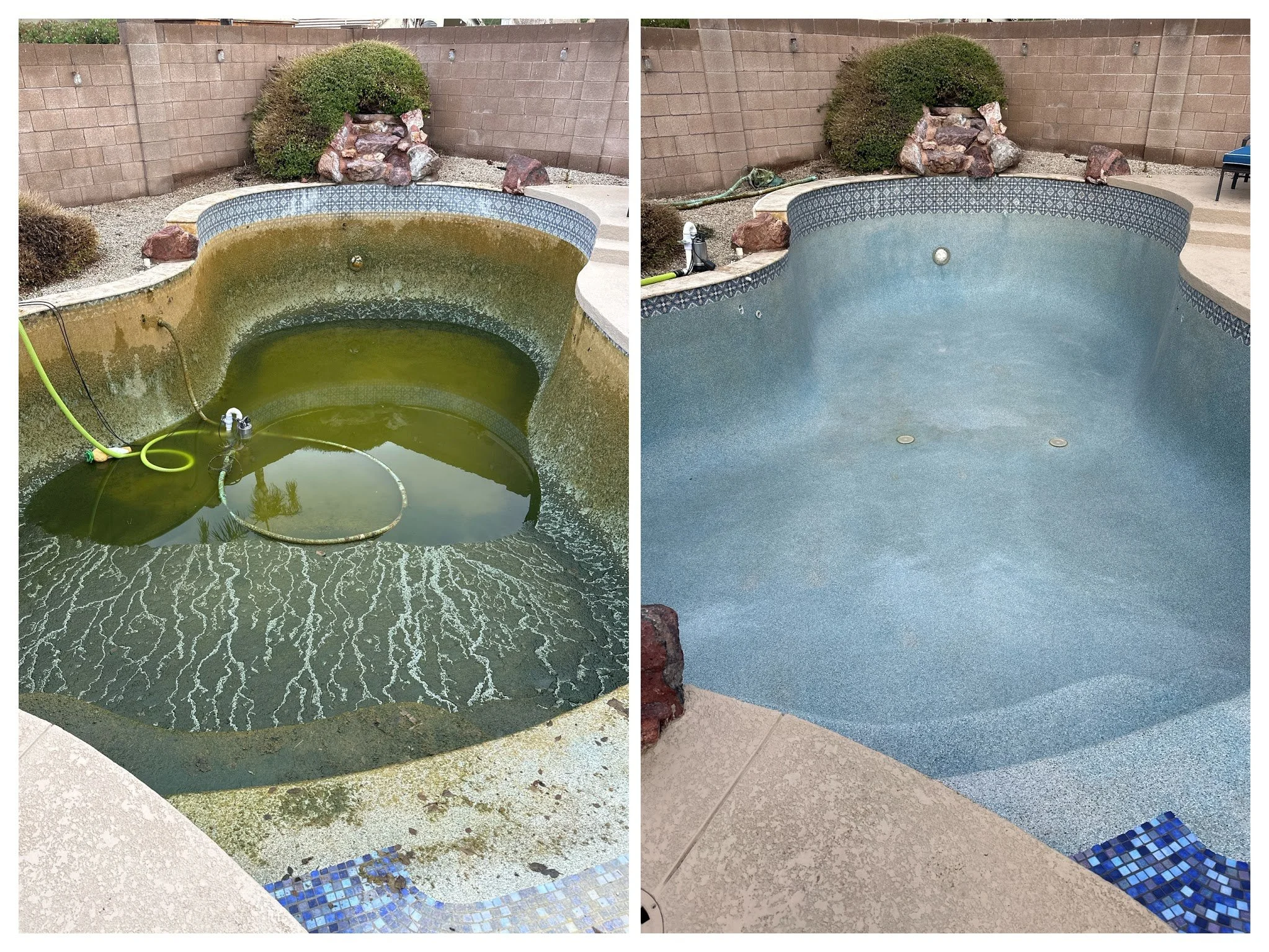 From swamp to sparkling. 💧

This pool had heavy algae buildup and needed a full drain and clean to bring it back to life. Our team removed the standing algae water, cleaned the surfaces, and got the pool ready for a fresh start.

Sometimes regular t