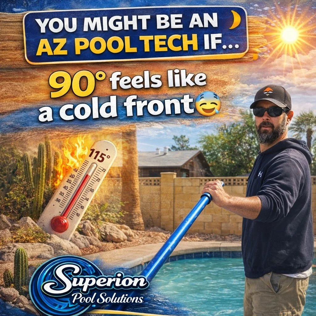 You might be an AZ Pool Tech if&hellip;

If 90&deg; feels like a cold front&hellip; you&rsquo;re one of us 😂

What&rsquo;s your &ldquo;it&rsquo;s officially summer&rdquo; temperature? 👇