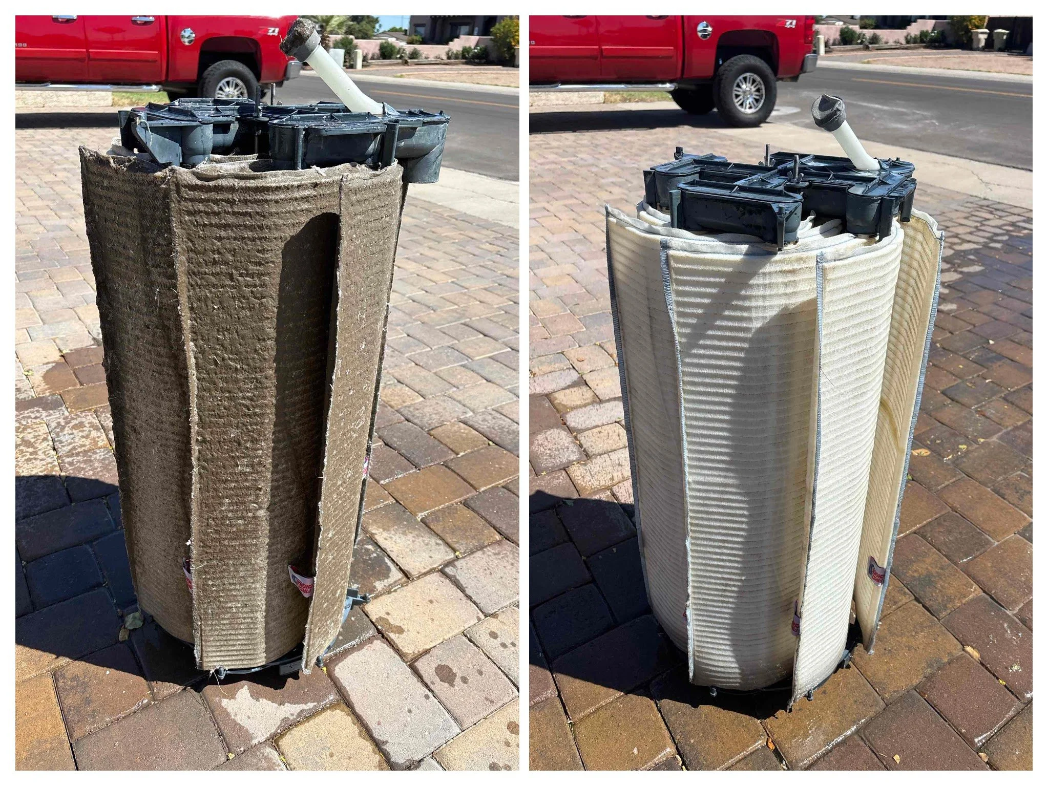 This is why filter cleanings matter&hellip;

Left = what your filter shouldn&rsquo;t look like 😬
Right = what it should look like ✔️

When your filter gets this dirty:
👉 Water flow drops
👉 Your system works harder
👉 Chemicals don&rsquo;t do their