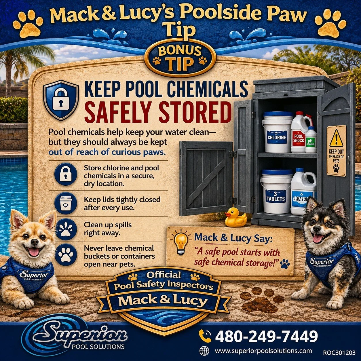 🐾 Happy National Dog Day! 🐶💙

Today we're celebrating our favorite four-legged employees&mdash;Mack &amp; Lucy, the Official Pool Safety Inspectors! 🐾

As much as we love seeing dogs enjoy the backyard, it's important to remember that pool safety