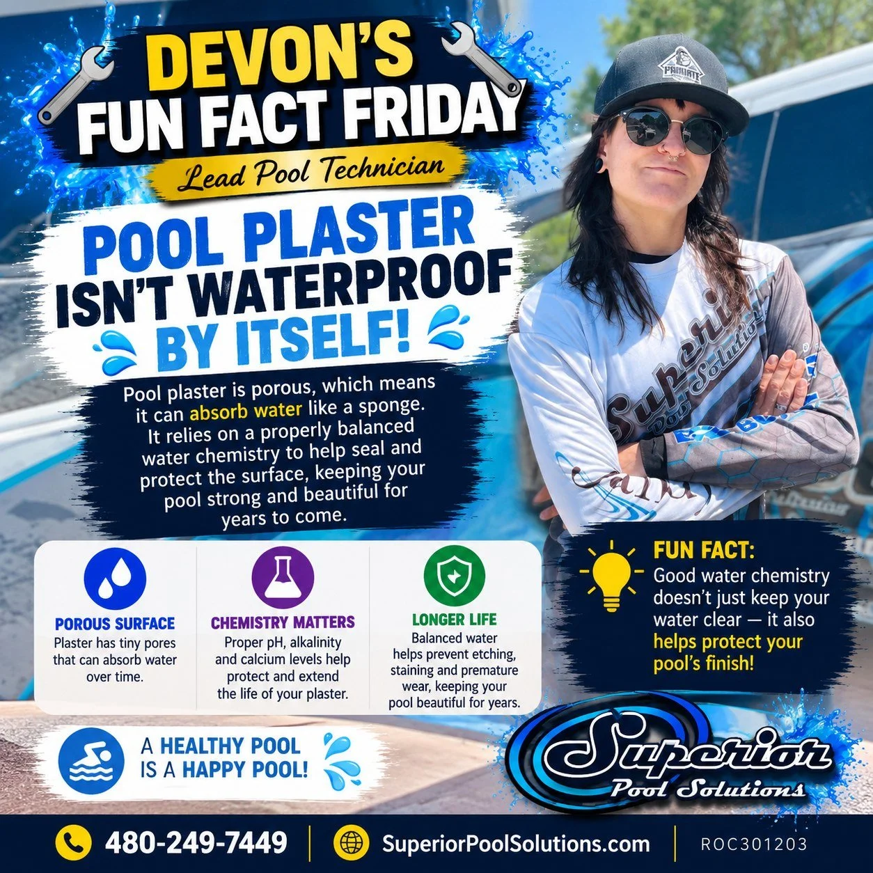 💦 FUN FACT FRIDAY! 💦

Here&rsquo;s something a lot of pool owners don&rsquo;t realize: pool plaster isn&rsquo;t waterproof all by itself! 🤯

Plaster is naturally porous, which means your pool water and its chemistry are constantly interacting with