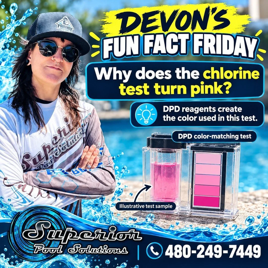 Devon's Fun Fact Friday: that pink test sample is supposed to happen.

In a color-matching DPD chlorine test, the reagents develop shades of pink that are compared with the kit's color chart. It's the test doing its job&mdash;not your pool changing c