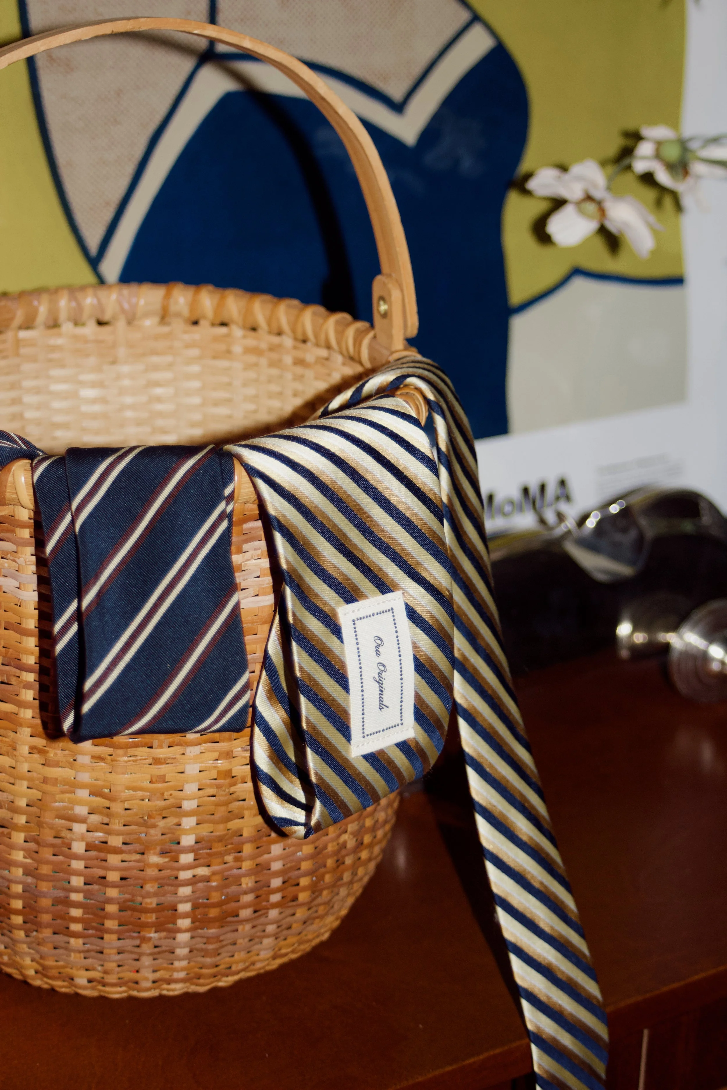 Navy and Yellow Tie Belt