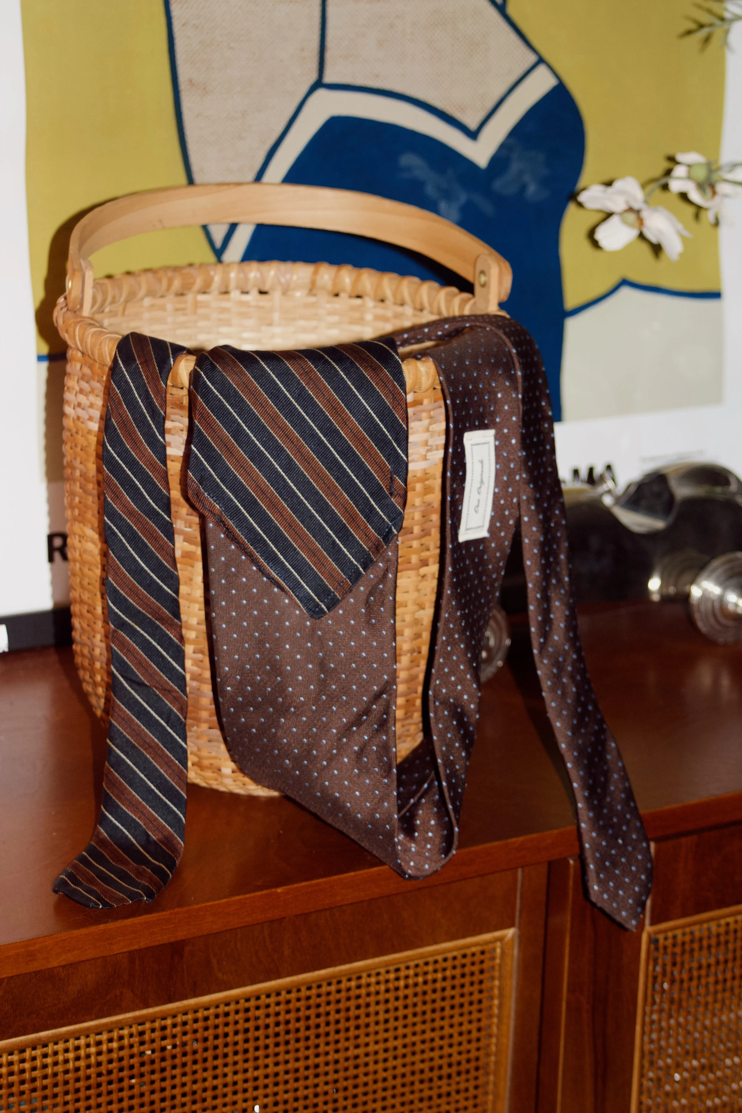 Brown Dot and Stripe Tie Belt