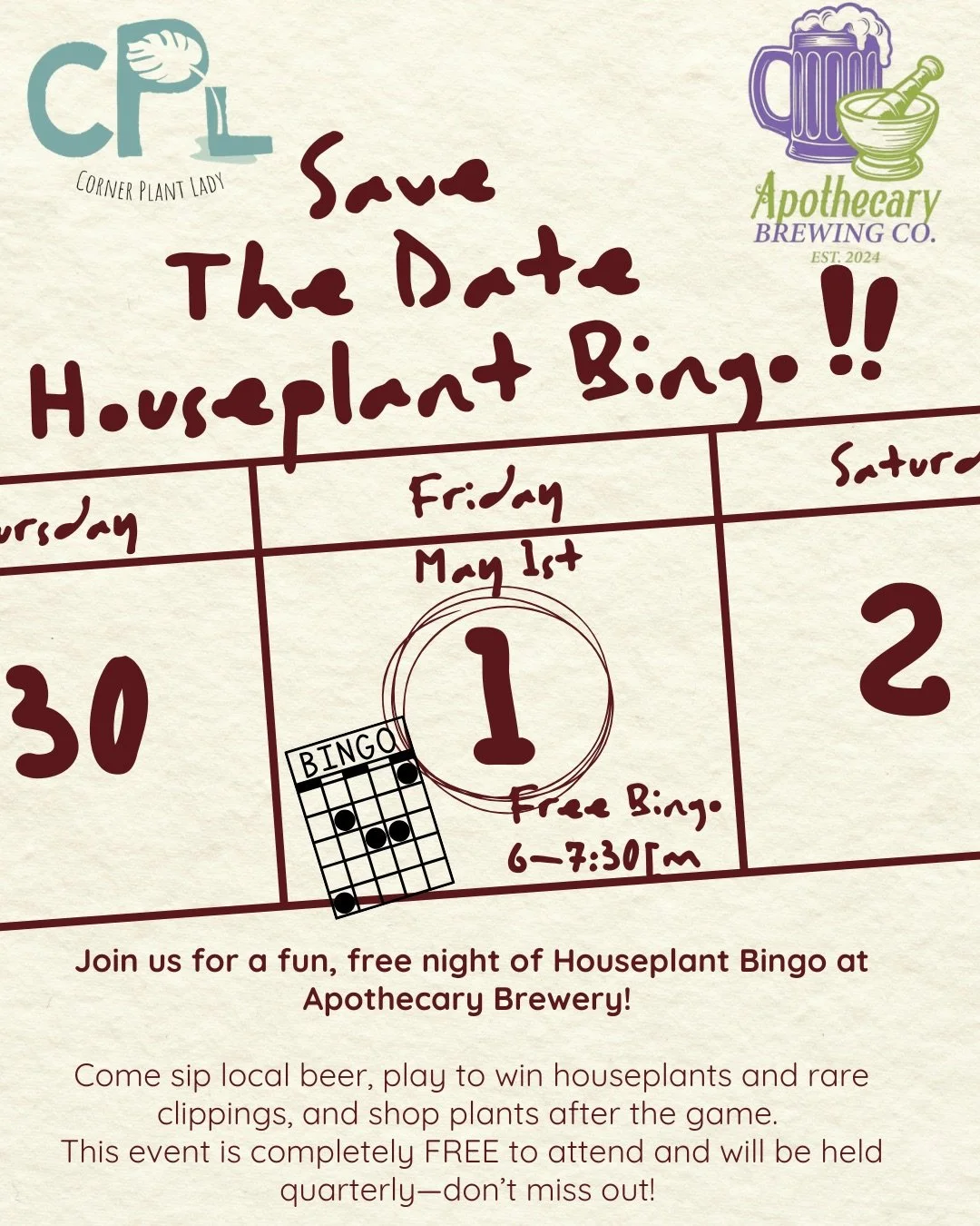 Houseplant Bingo At The Brewery