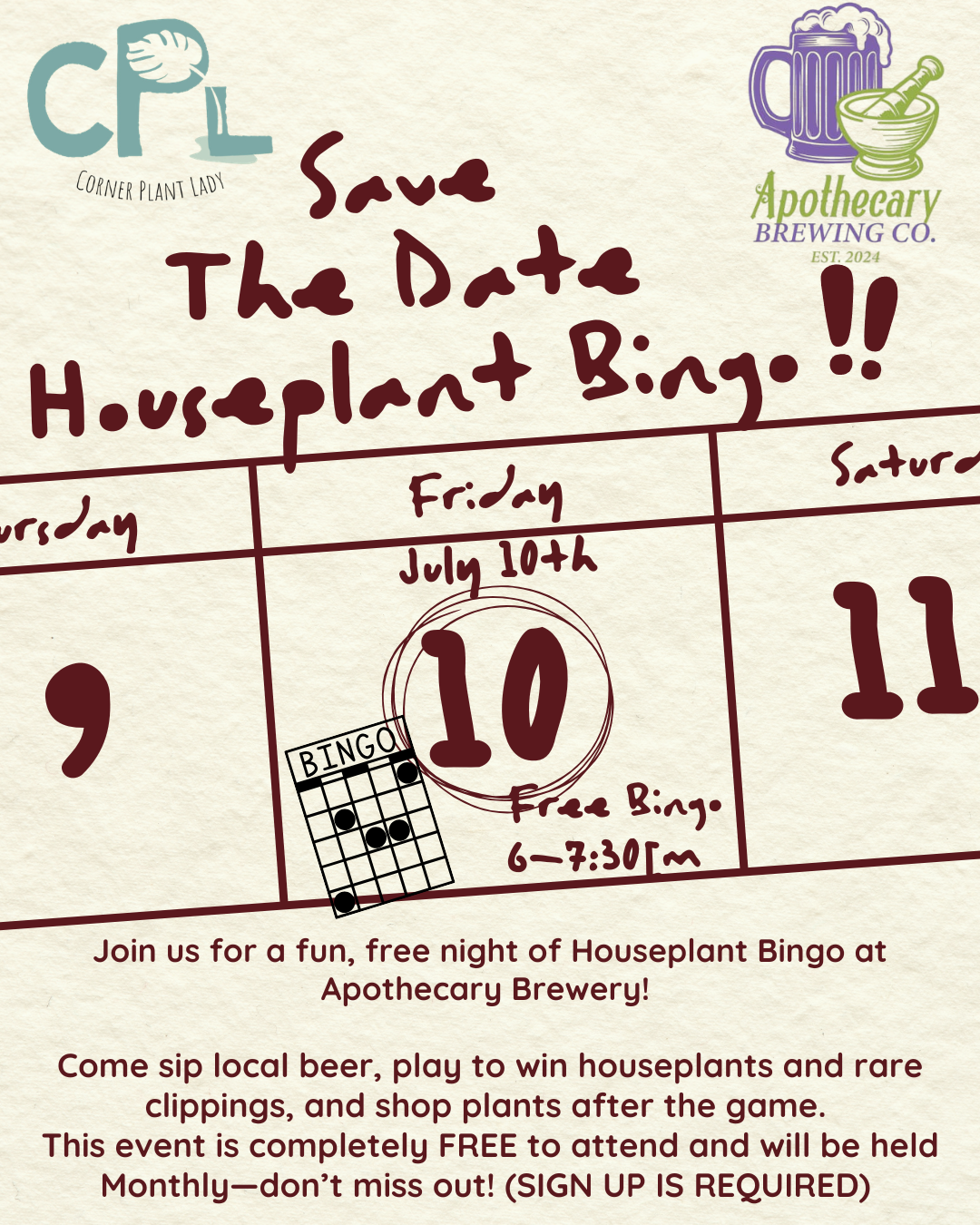 Houseplant Bingo At The Brewery 
