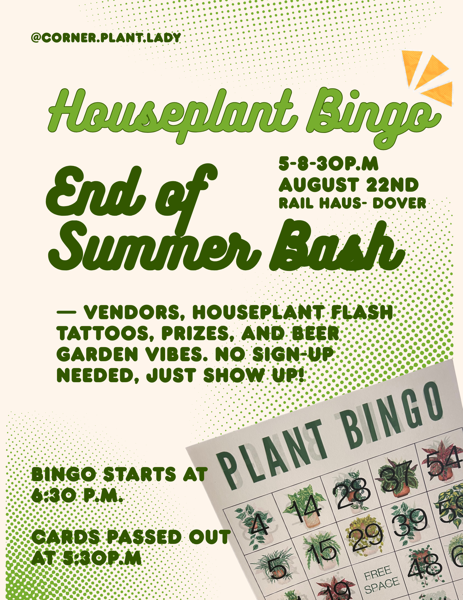Houseplant Bingo End of Summer Bash At Rail Haus