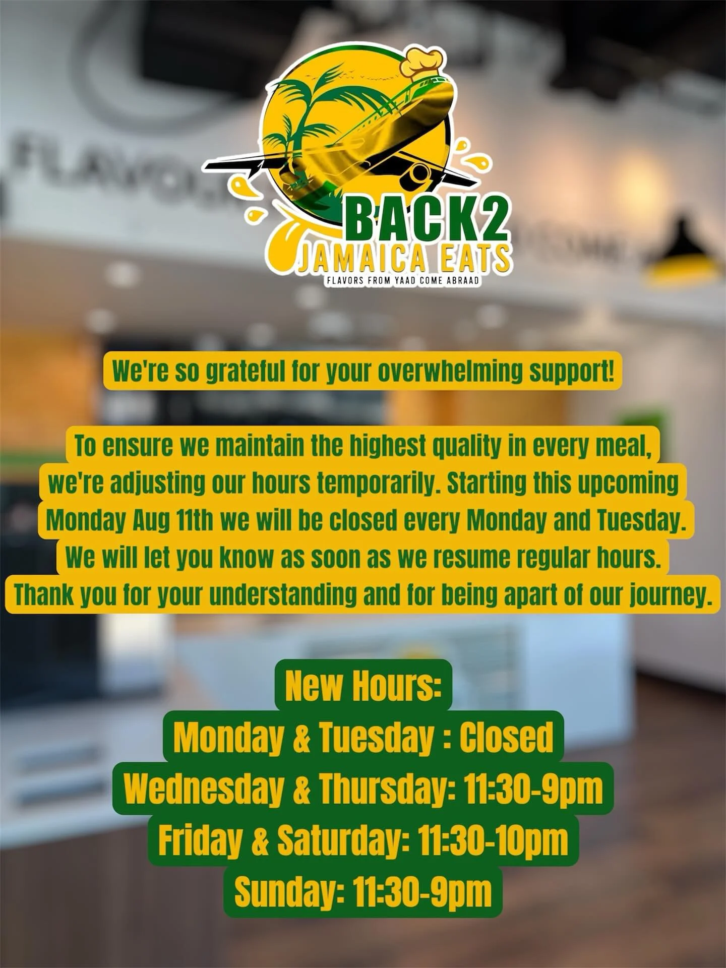 We can&rsquo;t thank you enough for the incredible love &amp; support you&rsquo;ve shown us! 💛 Your smiles, kind words &amp; loyalty mean the world 🌎💚 To make sure every plate we serve is the freshest &amp; best quality possible, we&rsquo;ll be ad