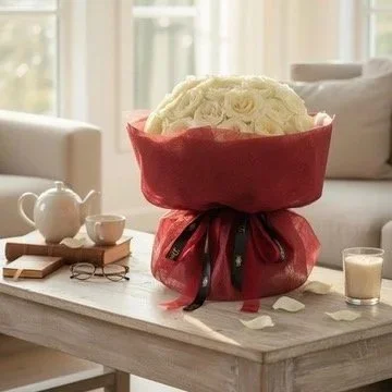 Timeless Devotion – White Rose Bouquet